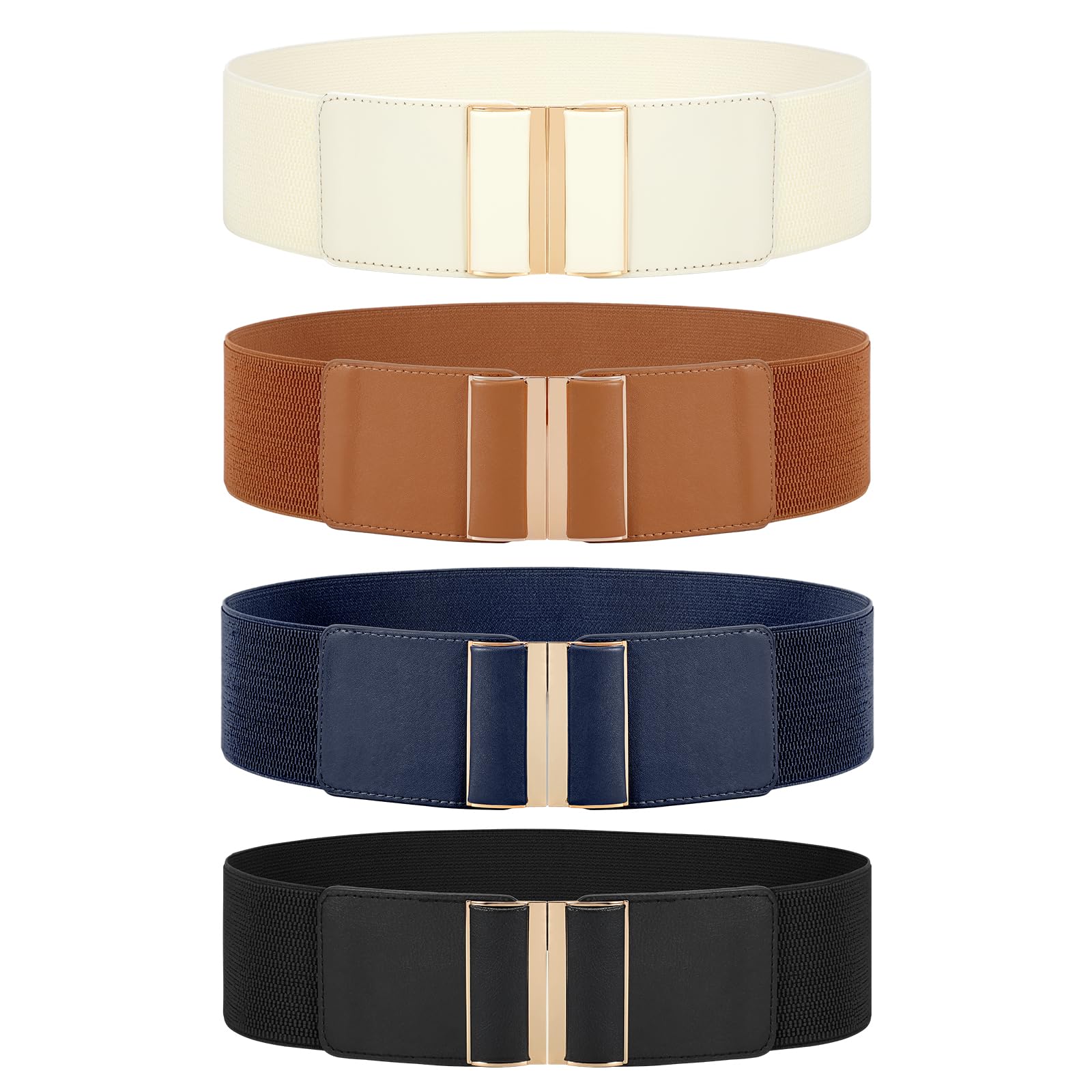 JASGOOD 4 Pack Wide Elastic Stretch Waist Belts for Women Dress Belt - JASGOOD OFFICIAL