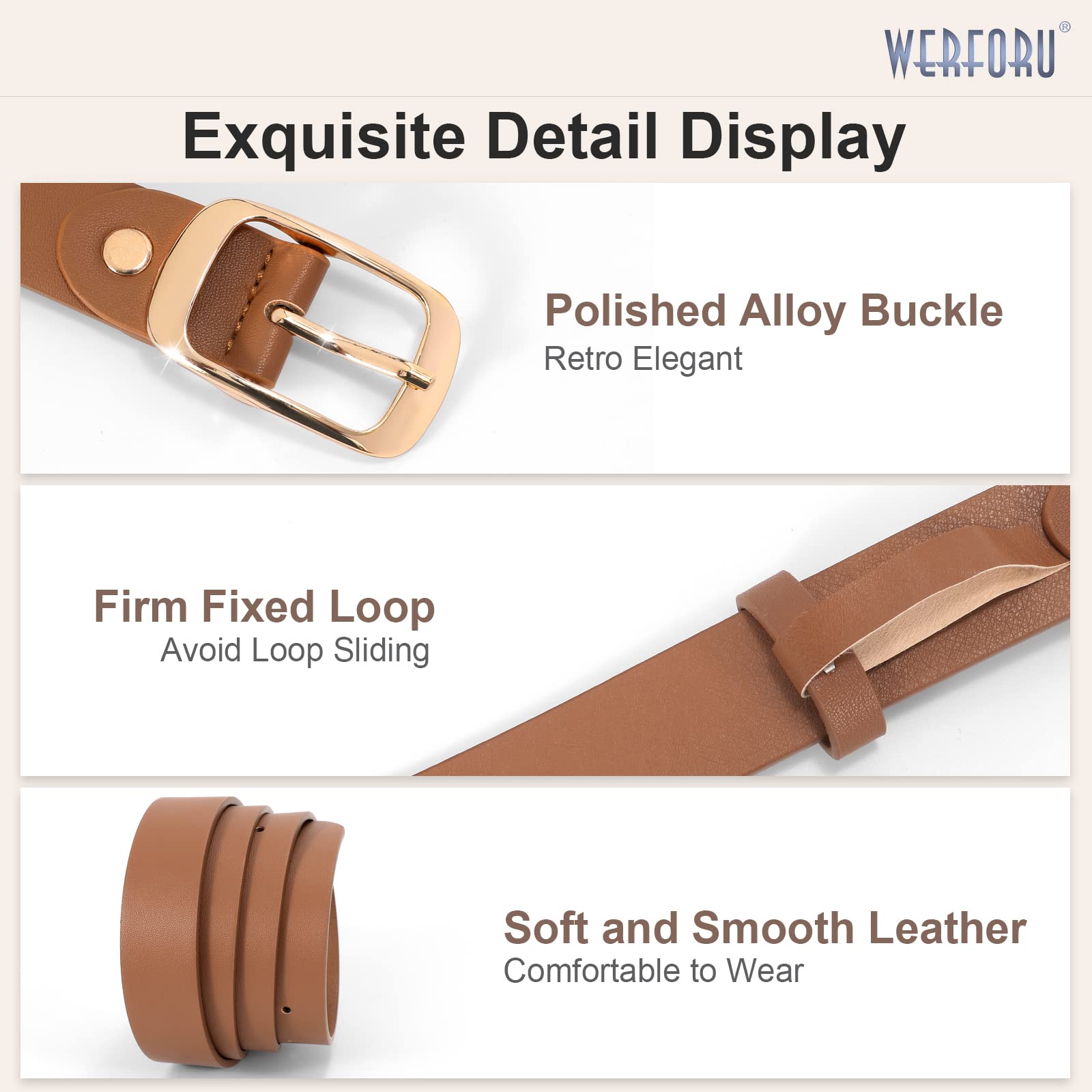 WERFORU Plus Size Belt for Women Leather Belt with Metal Buckle Ladies Casual Belt for Jeans Pants - JASGOOD OFFICIAL