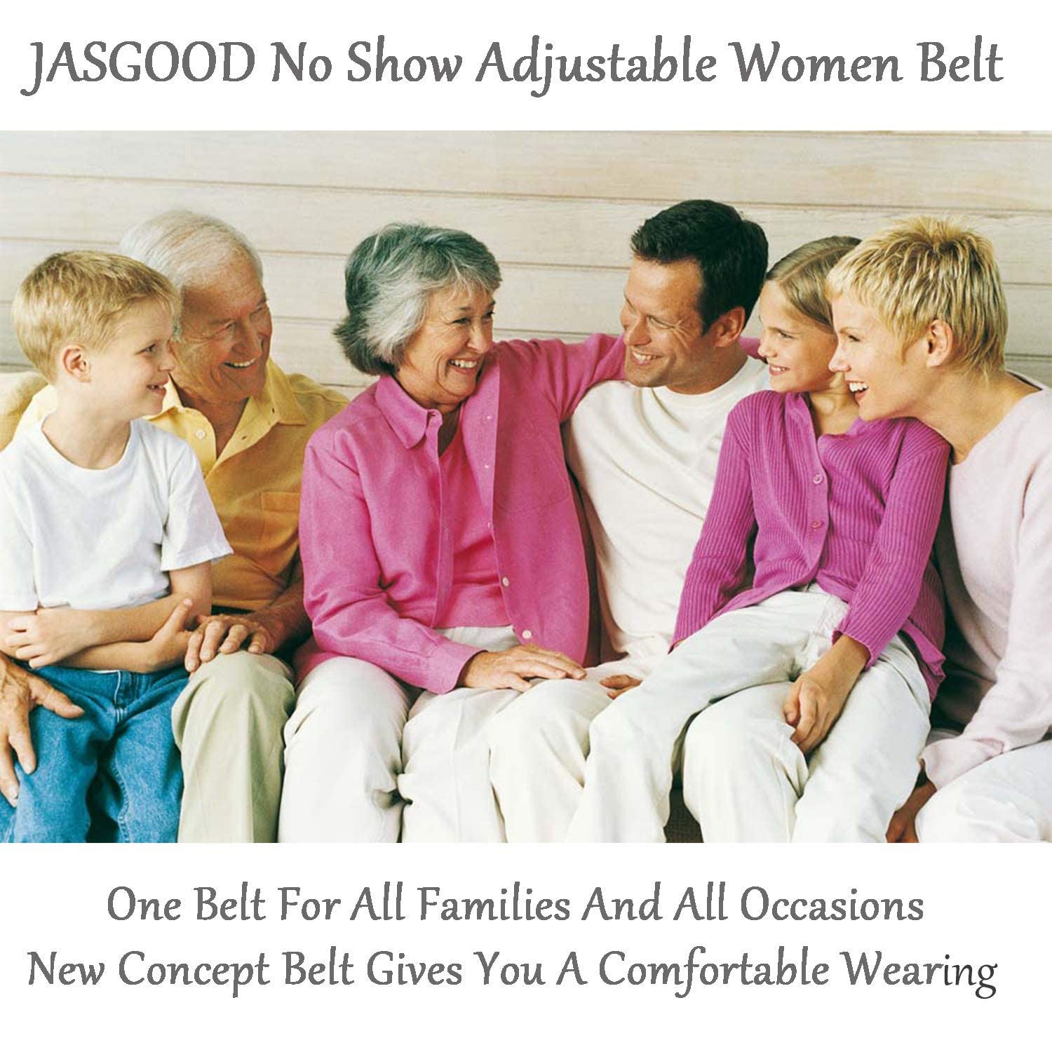 JASGOOD No Show Stretch Belt for Women Easily Adjustable Elastic Flat Buckle Belt