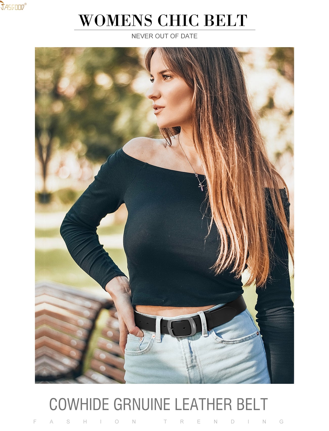 2Packs Women Leather Belts for Jeans Fashion Ladies Black Brown Waist Belt - JASGOOD OFFICIAL