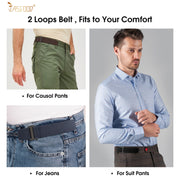 JASGOOD No Show Elastic 2 Loops Belt for Men,No Buckle Stretch Side Belt Pant Waist Tightener for Jeans