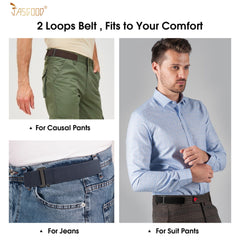 JASGOOD No Show Elastic 2 Loops Belt for Men,No Buckle Stretch Side Belt Pant Waist Tightener for Jeans