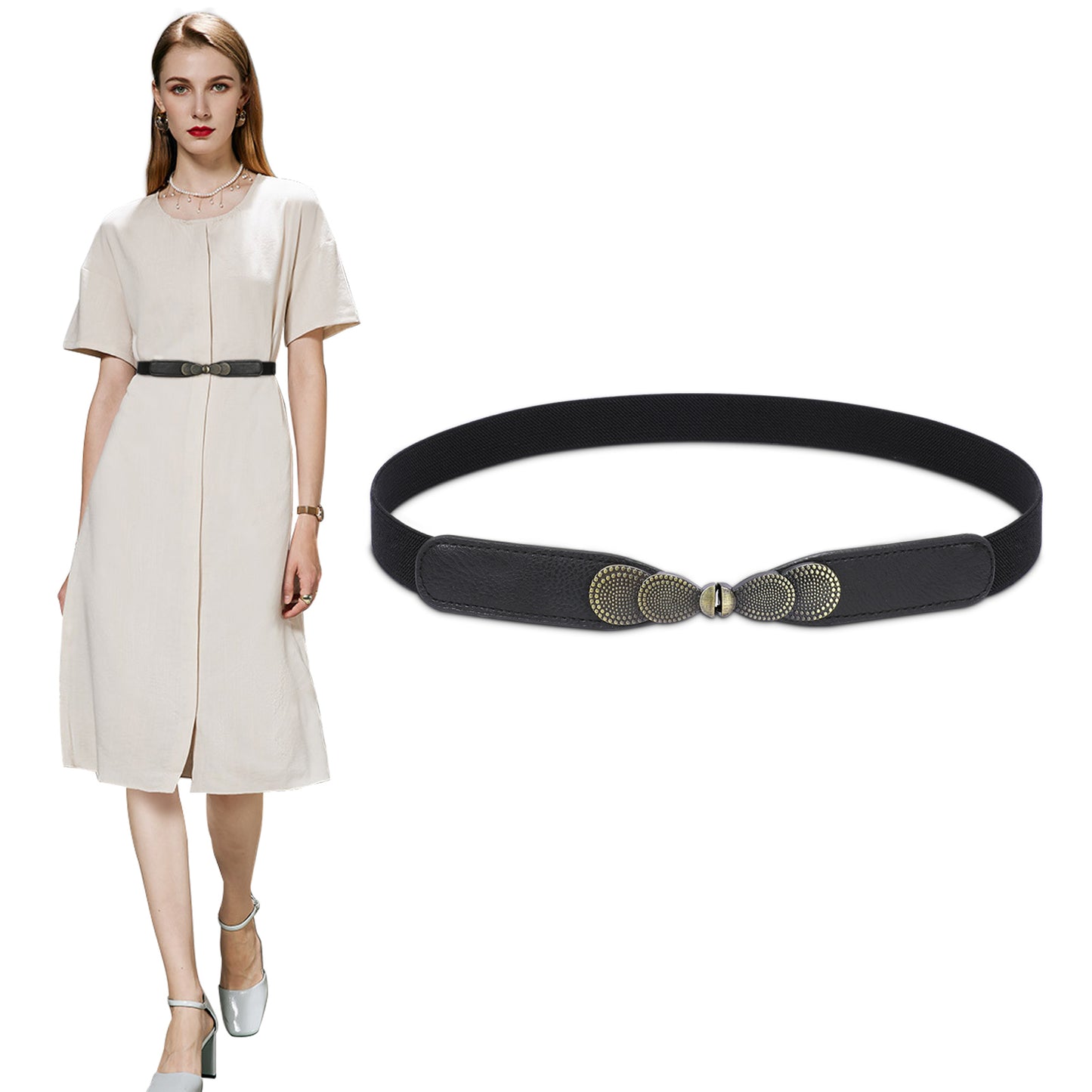 Skinny Elastic Waist Belt Stretch Cinch Belt Thin Belt