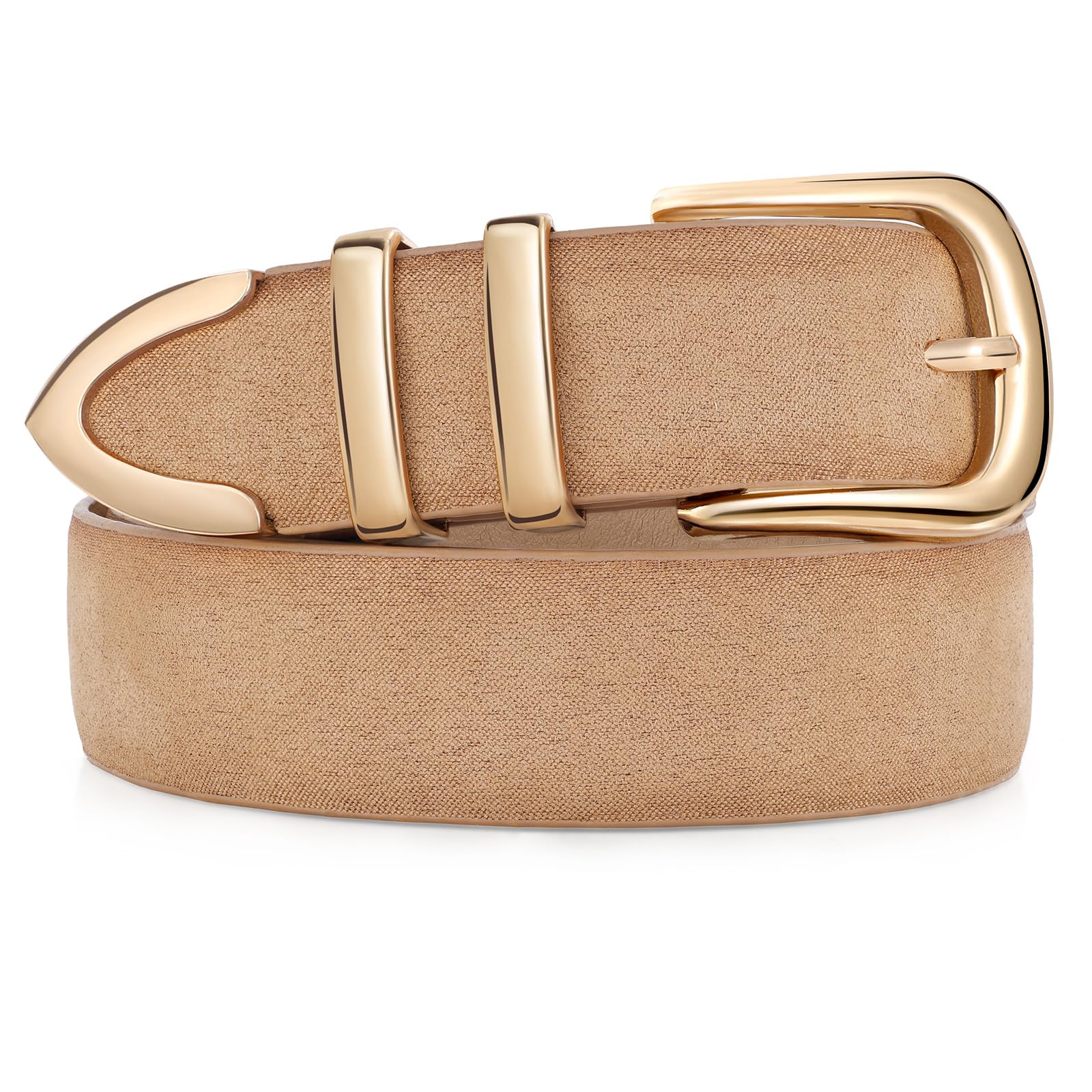 JASGOOD Women Leather Belt with Gold Buckle Ladies Fashion Faux Leather Waist Belt for Jeans Pants - JASGOOD OFFICIAL