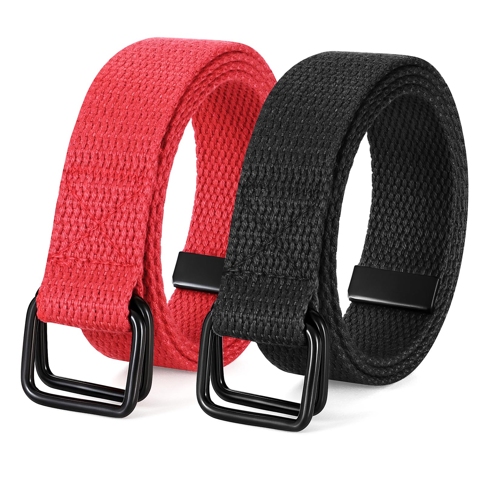 JASGOOD 2 Pack Boys Belts,Kids Canvas Belts Football Baseball Belt with Double Ring Buckle for Softball Pants Jeans