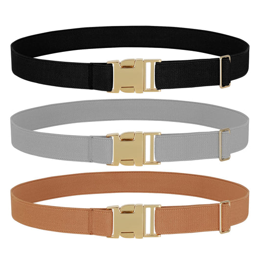 JASGOOD Kids Toddler Adjustable Elastic Belt, Easy to Use Gold Buckle for Girls Boys