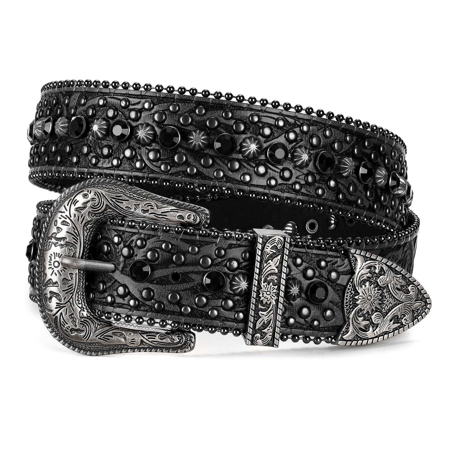 JASGOOD Rhinestone Belt for Women Men Bling Studded Western Cowboy Cowgirl Belts for Jeans - JASGOOD OFFICIAL