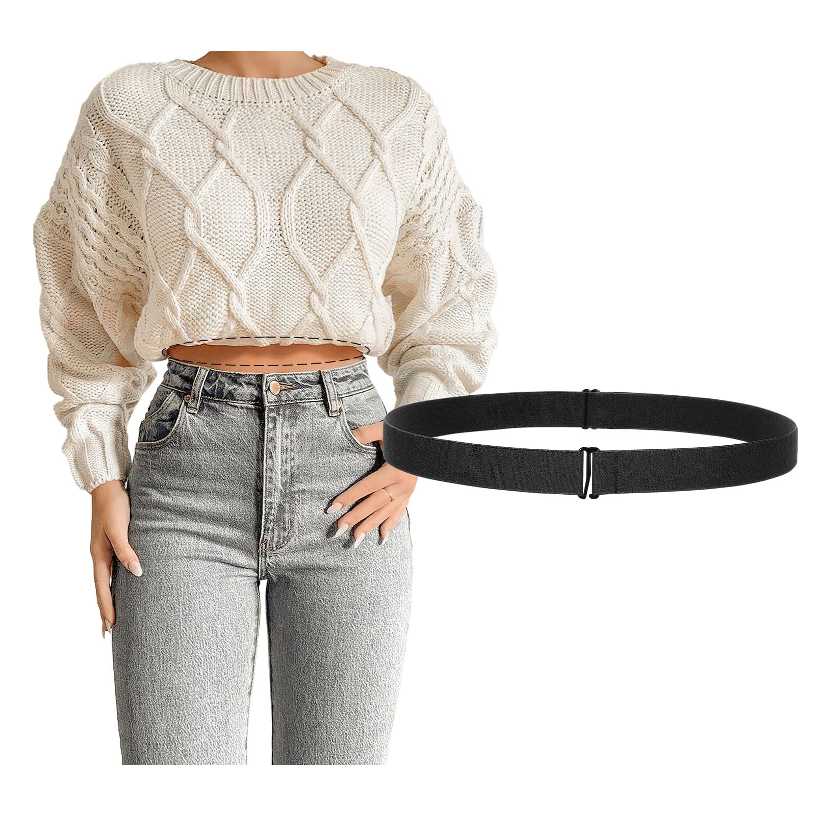 JASGOOD Crop Top Tuck Waist Band Adjustable Band Tucking Sweaters Shirts Elastic Stretch Belts for Women Change Style of Tops - JASGOOD OFFICIAL