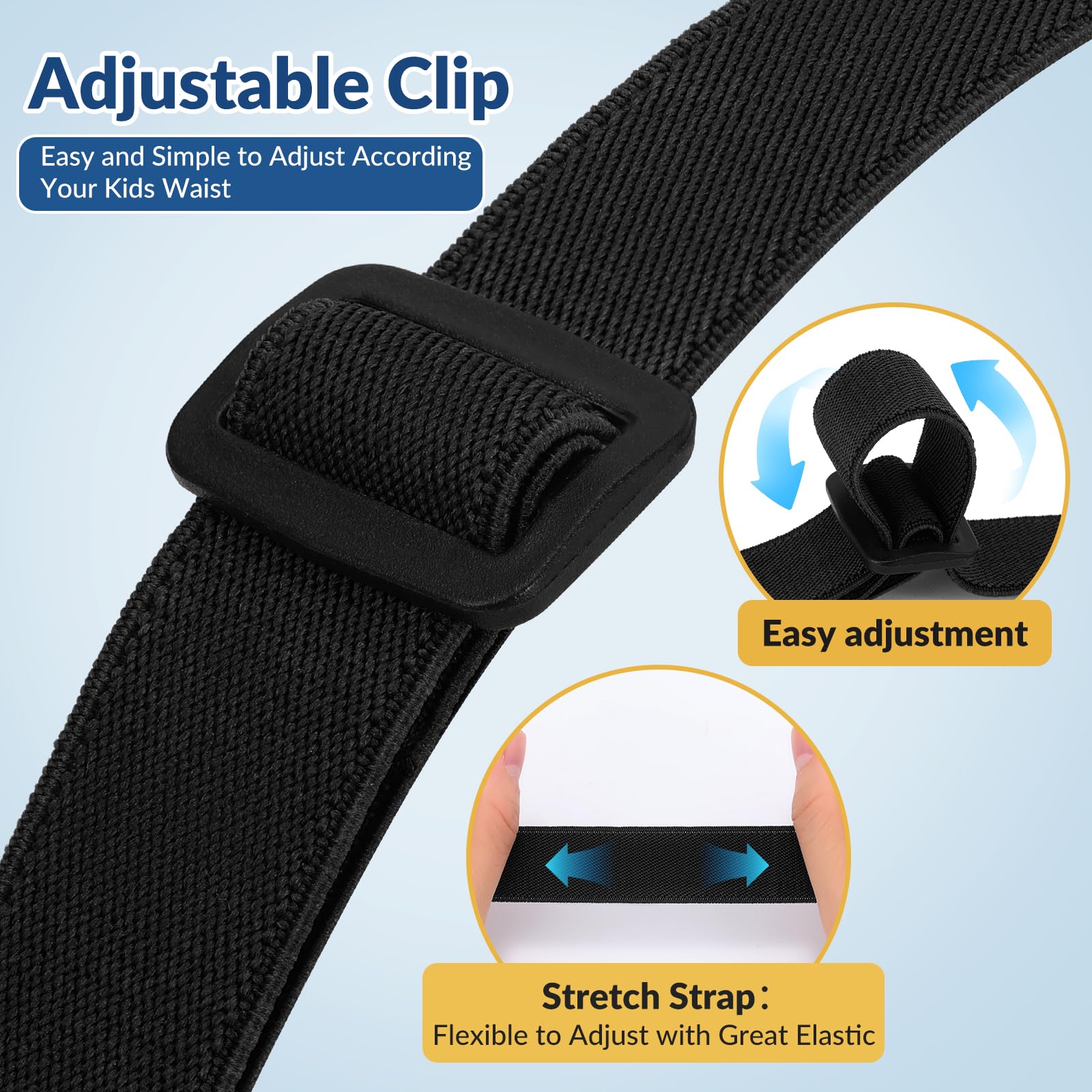 JASGOOD 3 Pack Kids No Show Stretch Belt for Boys Girls Jeans invisible Nickel Free Elastic Belt with Flat Buckle