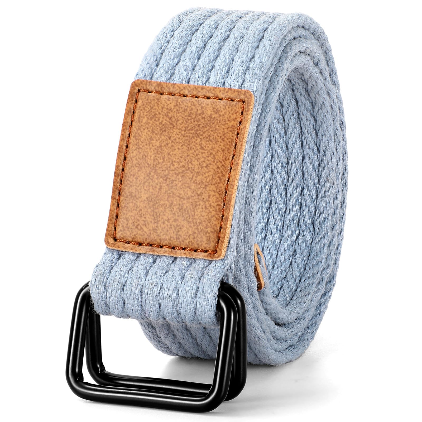 JASGOOD Men Canvas Double Ring Belt Plus Size Men Cloth Casual Belt for Jeans Pants