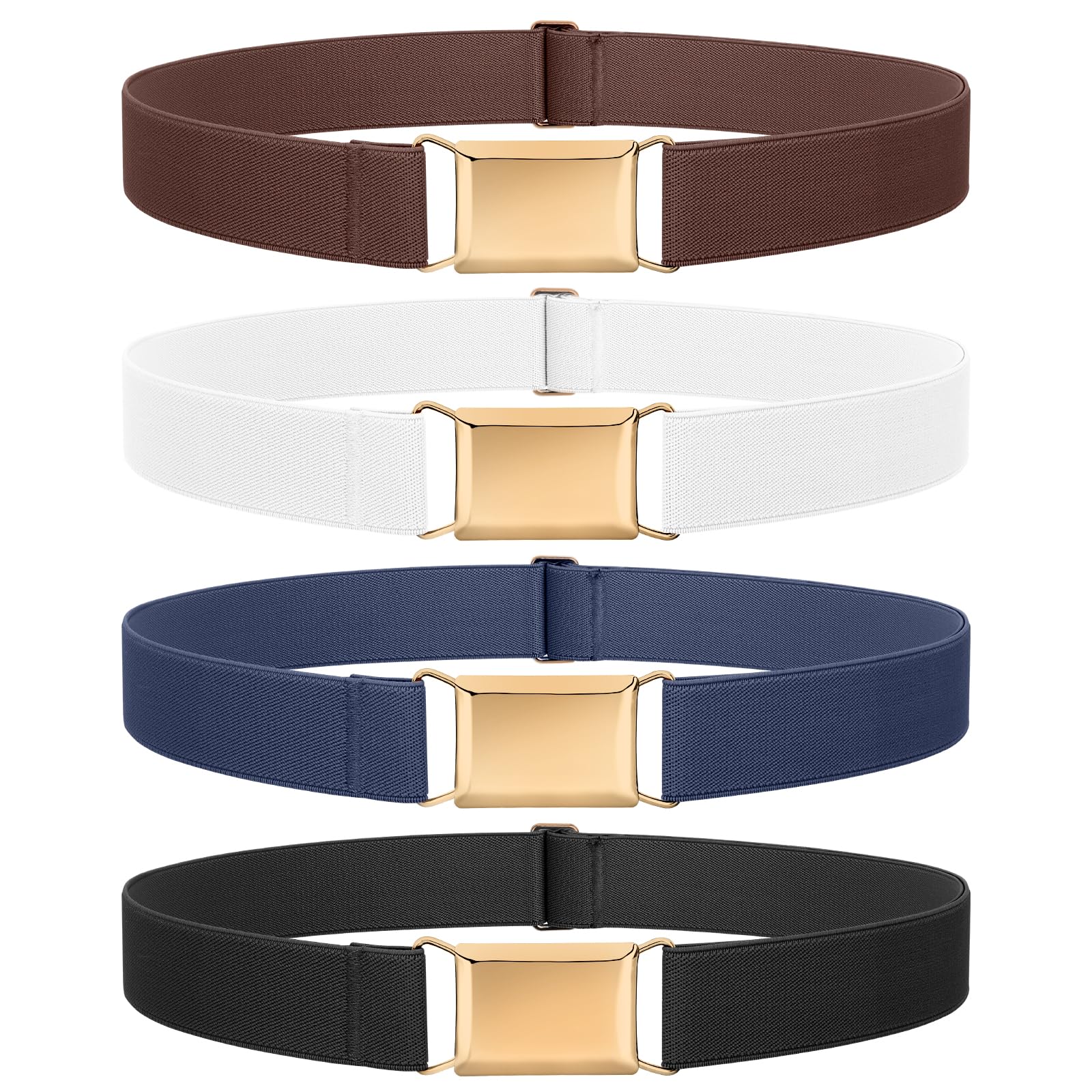 JASGOOD 4 Pack Women Stretch Belt Invisible Elastic Web Strap Belt for Pants Jeans Dresses