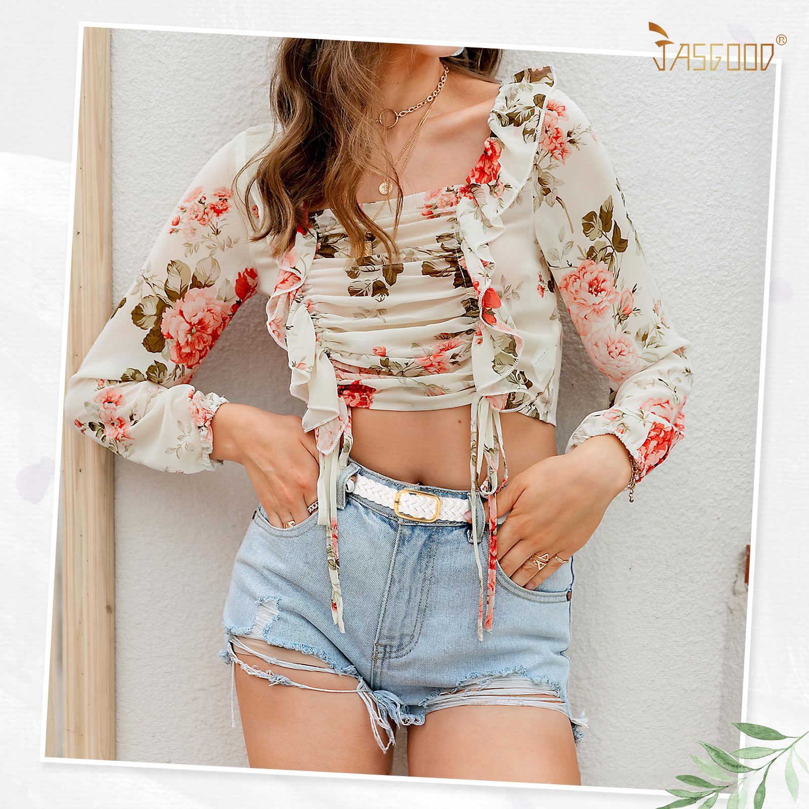 JASGOOD Women's Skinny Leather Braided Belt, Hand-Woven Thin Belt with Gold Buckle for Women for Jeans Pants Dresses