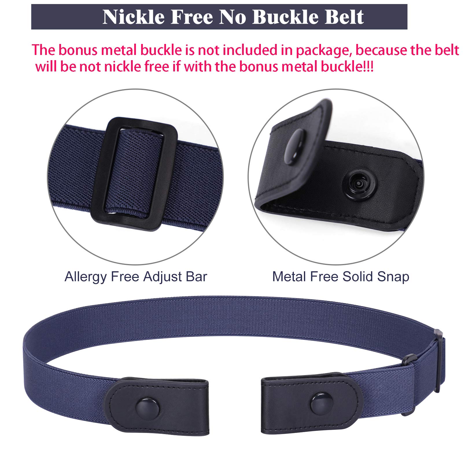 WERFORU No Buckle Stretch Belt for Women and Men Elastic Waist Belt up to 72 Inches for Jeans Pants - JASGOOD OFFICIAL