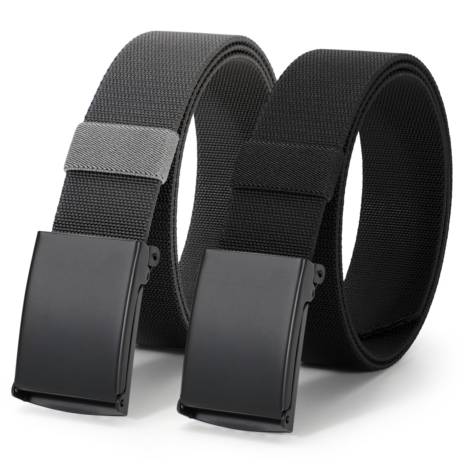 JASGOOD 2 Pack Stretch Web Belt for Men with Metal Buckle Outdoor Work Sports Hunting Hiking