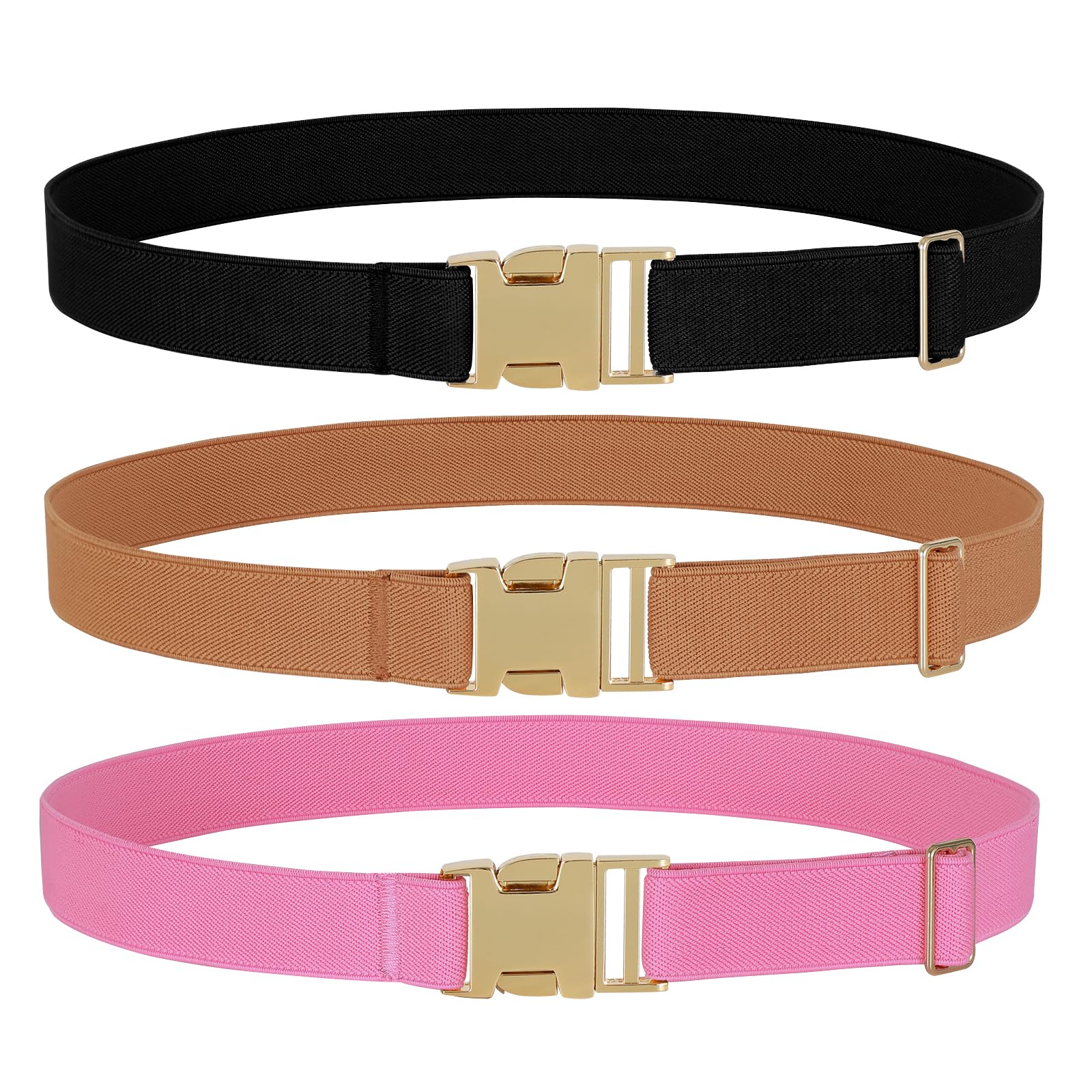 JASGOOD Kids Toddler Adjustable Elastic Belt, Easy to Use Gold Buckle for Girls Boys
