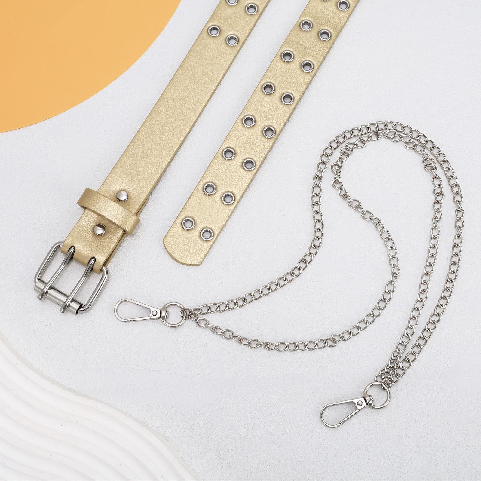 JASGOOD Kids Double Grommet Belt for Girls and Boys, PU Leather Kids Double Studded Holes Belt for Jeans Pants - JASGOOD OFFICIAL