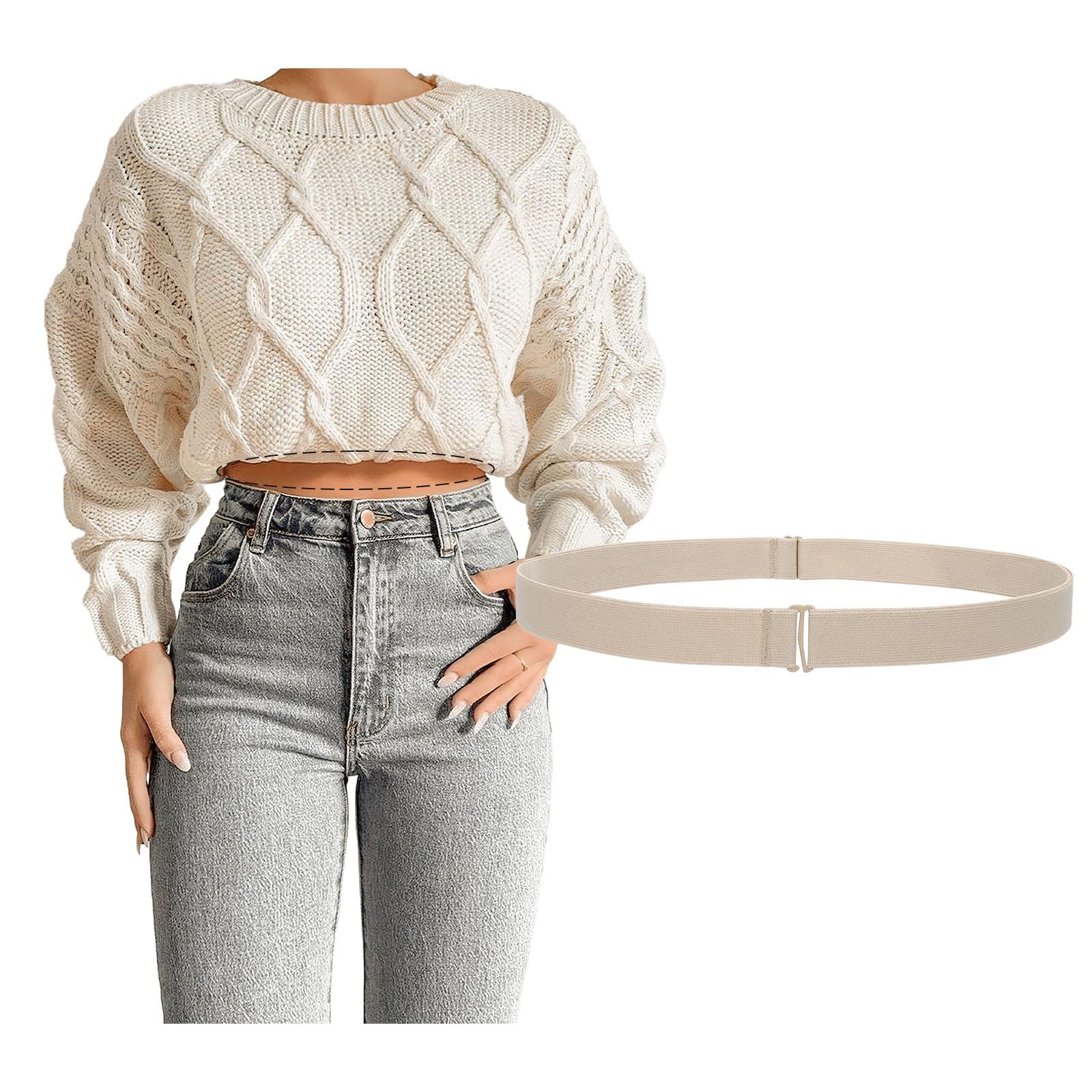 JASGOOD Crop Top Tuck Waist Band Adjustable Band Tucking Sweaters Shirts Elastic Stretch Belts for Women Change Style of Tops - JASGOOD OFFICIAL