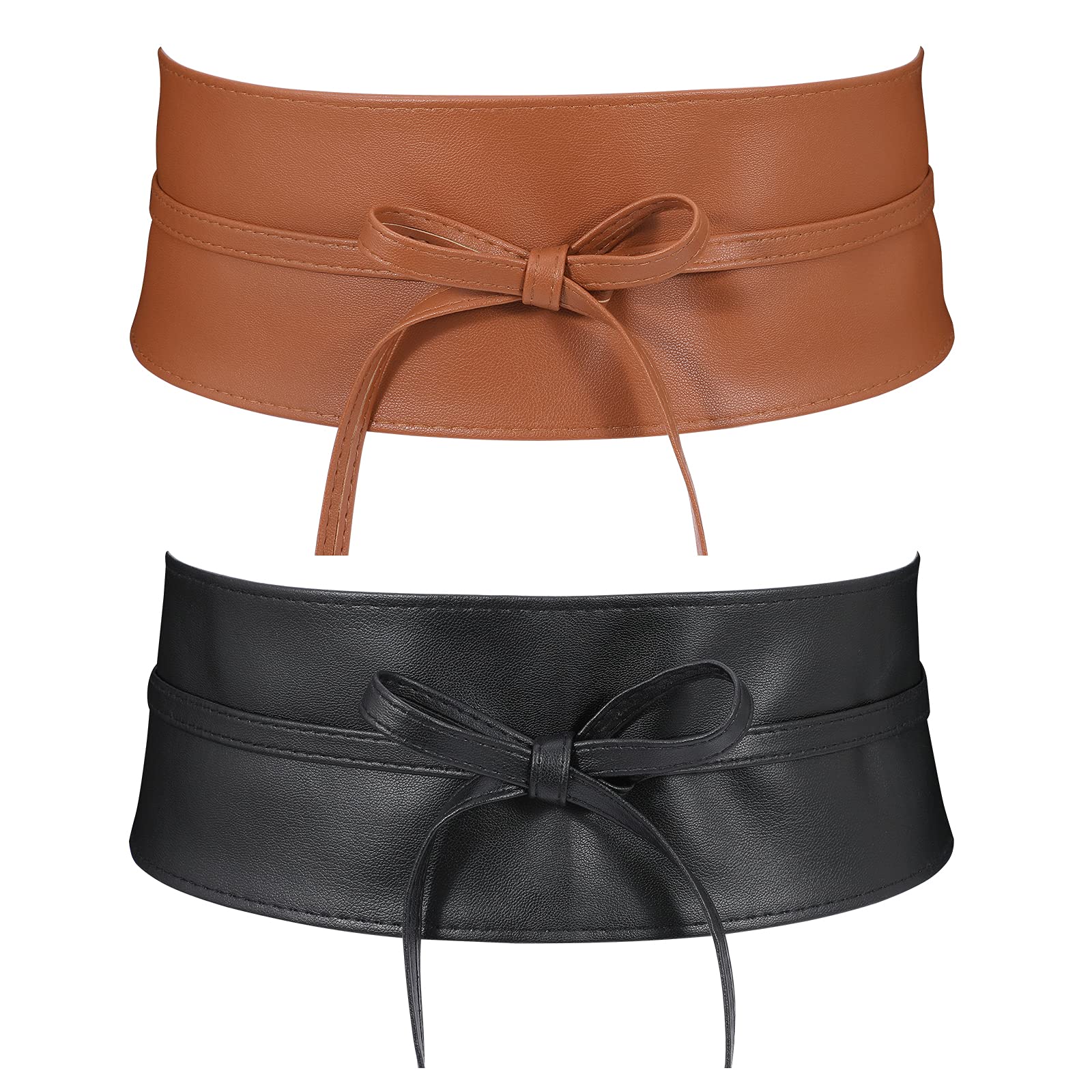 JASGOOD Women's Fashion Leather Obi Style Belt,Wide Wrap Waist Band Chic Belt