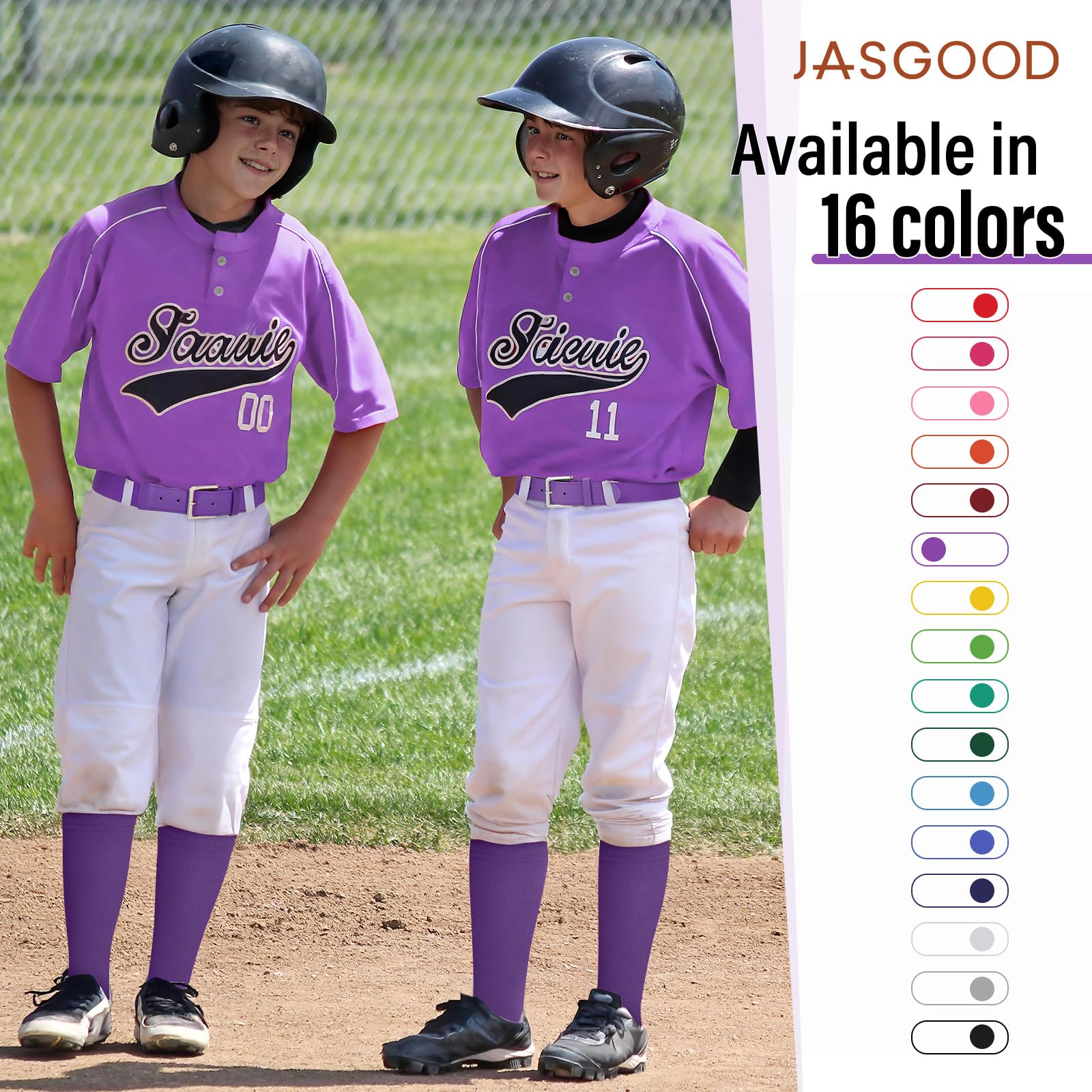 JASGOOD Baseball Softball Socks and Belt Combo Set Breathable Soccer Football Socks for Adult and Youth