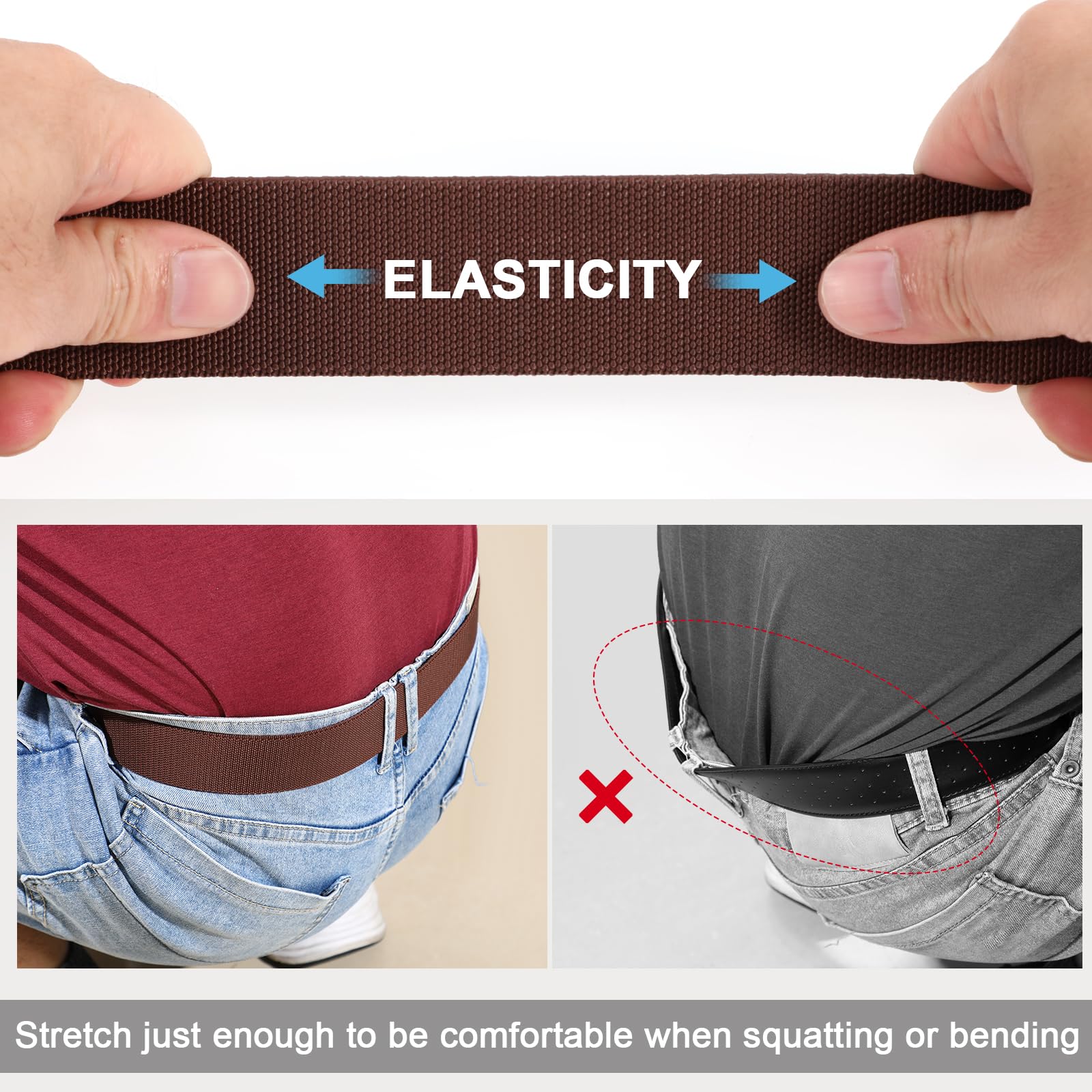 JASGOOD 2 Pack Stretch Web Belt for Men with Metal Buckle Outdoor Work Sports Hunting Hiking