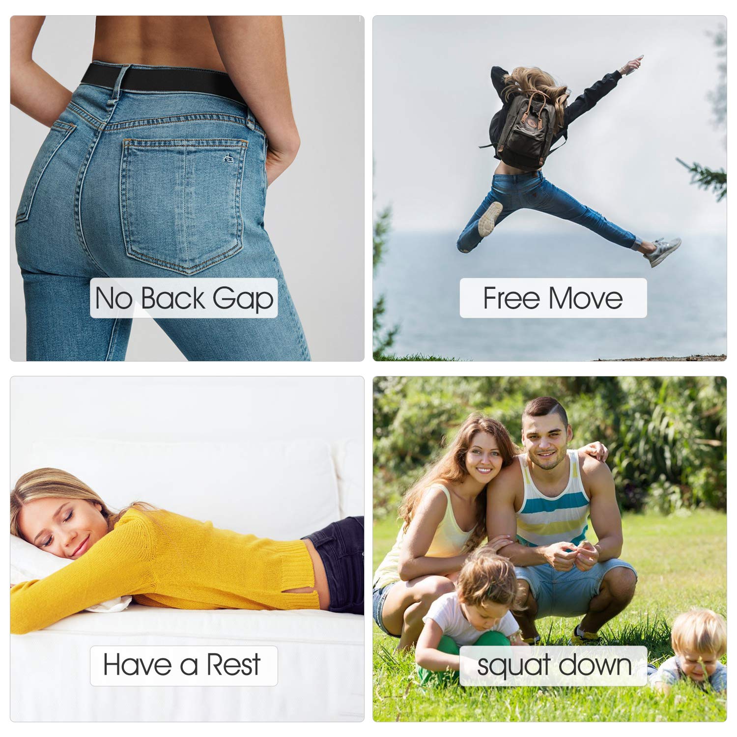 JASGOOD No Buckle Stretch Belt for Women and Men Invisible Elastic Waist Belts for Jeans Pants