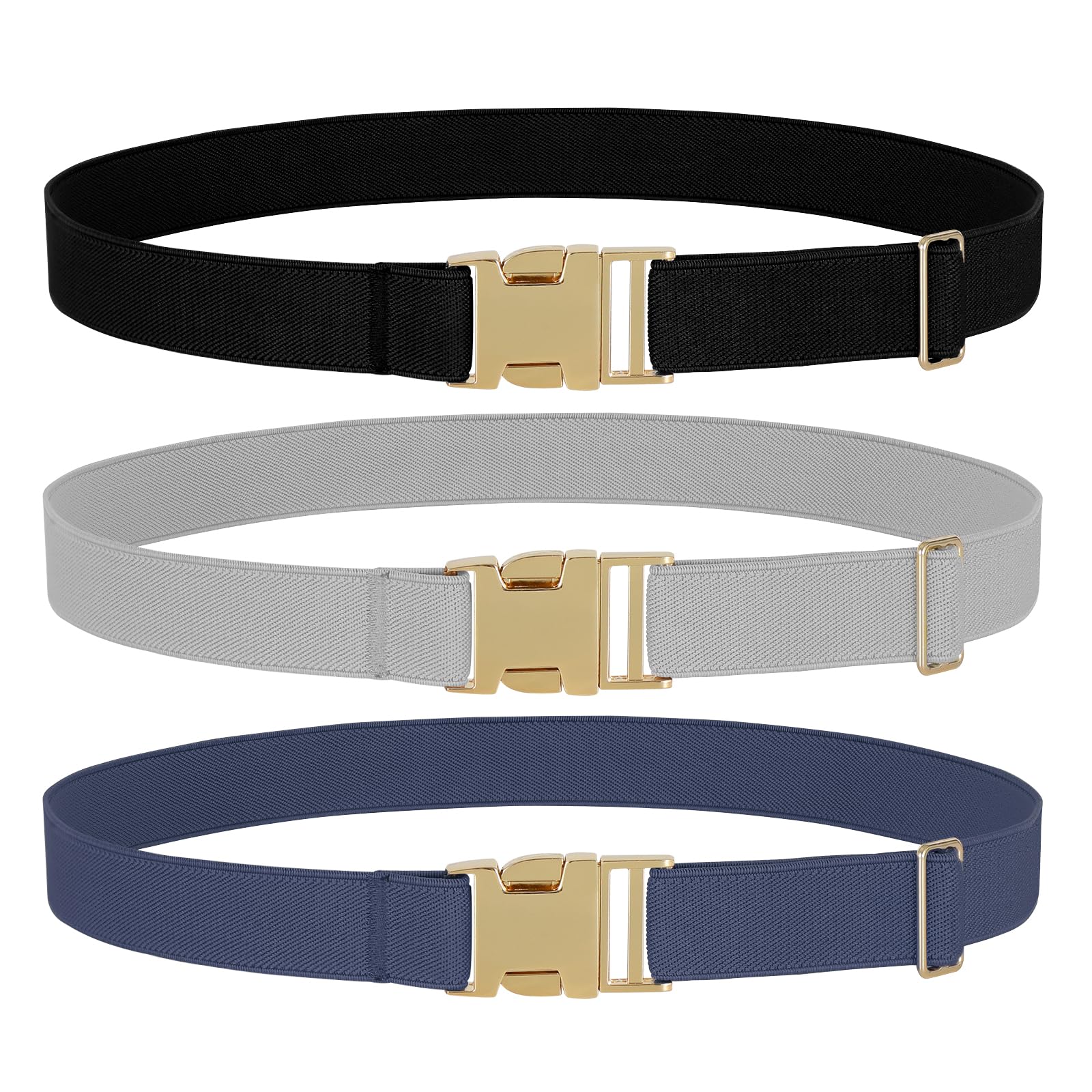 JASGOOD Kids Toddler Adjustable Elastic Belt, Easy to Use Gold Buckle for Girls Boys