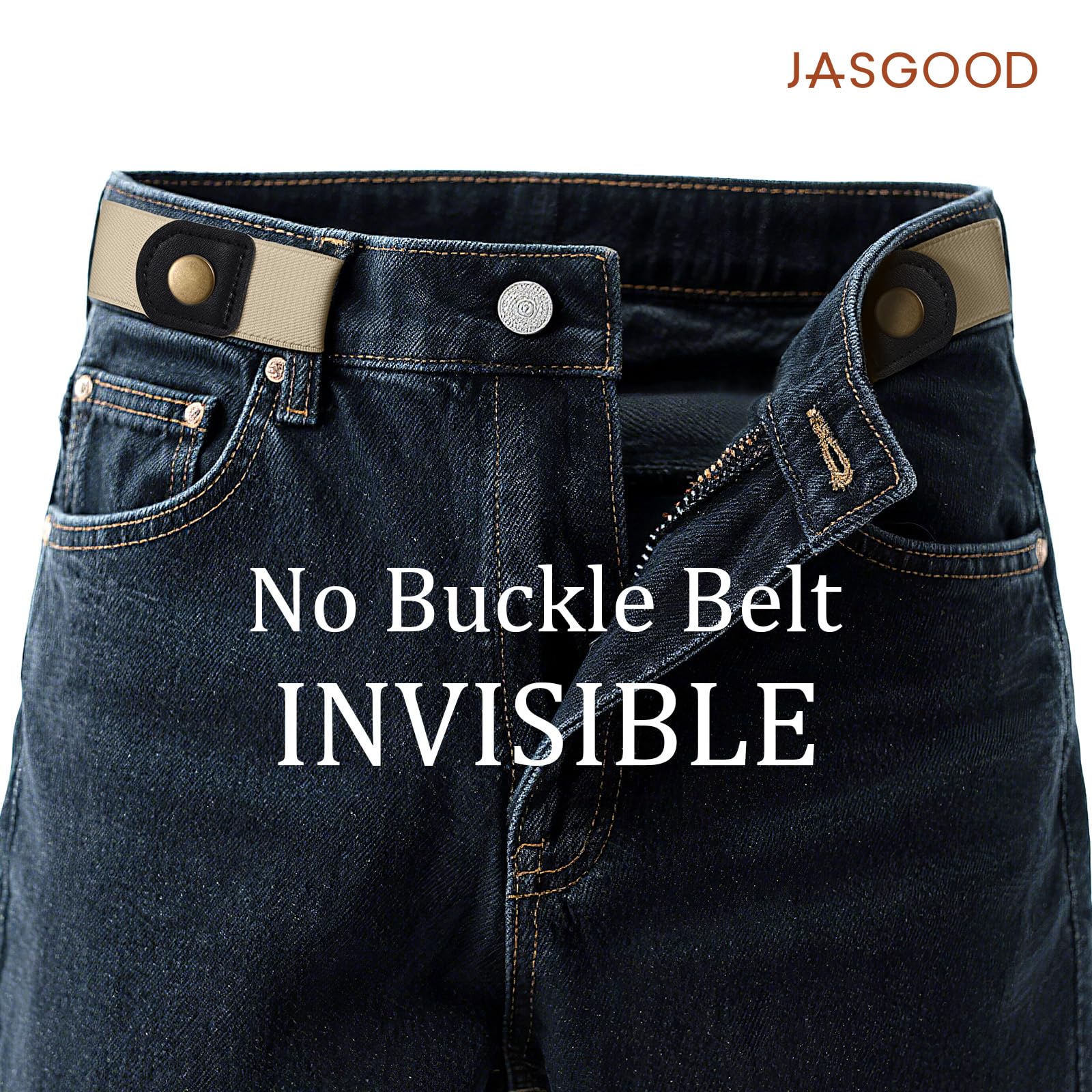 JASGOOD No Buckle Stretch Belt for Women and Men Invisible Elastic Waist Belts for Jeans Pants