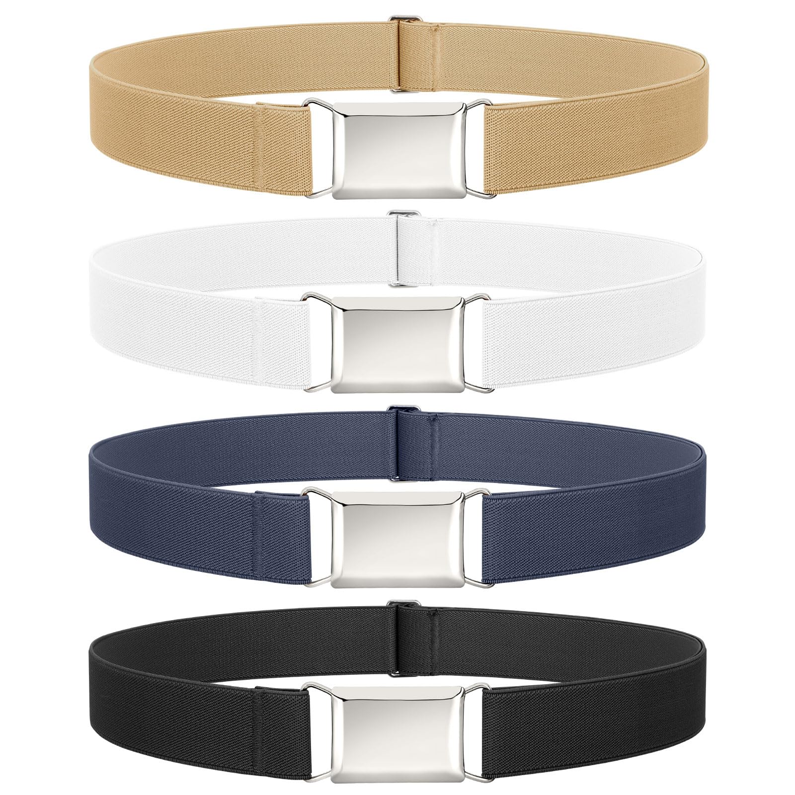 JASGOOD 4 Pack Women Stretch Belt Invisible Elastic Web Strap Belt for Pants Jeans Dresses