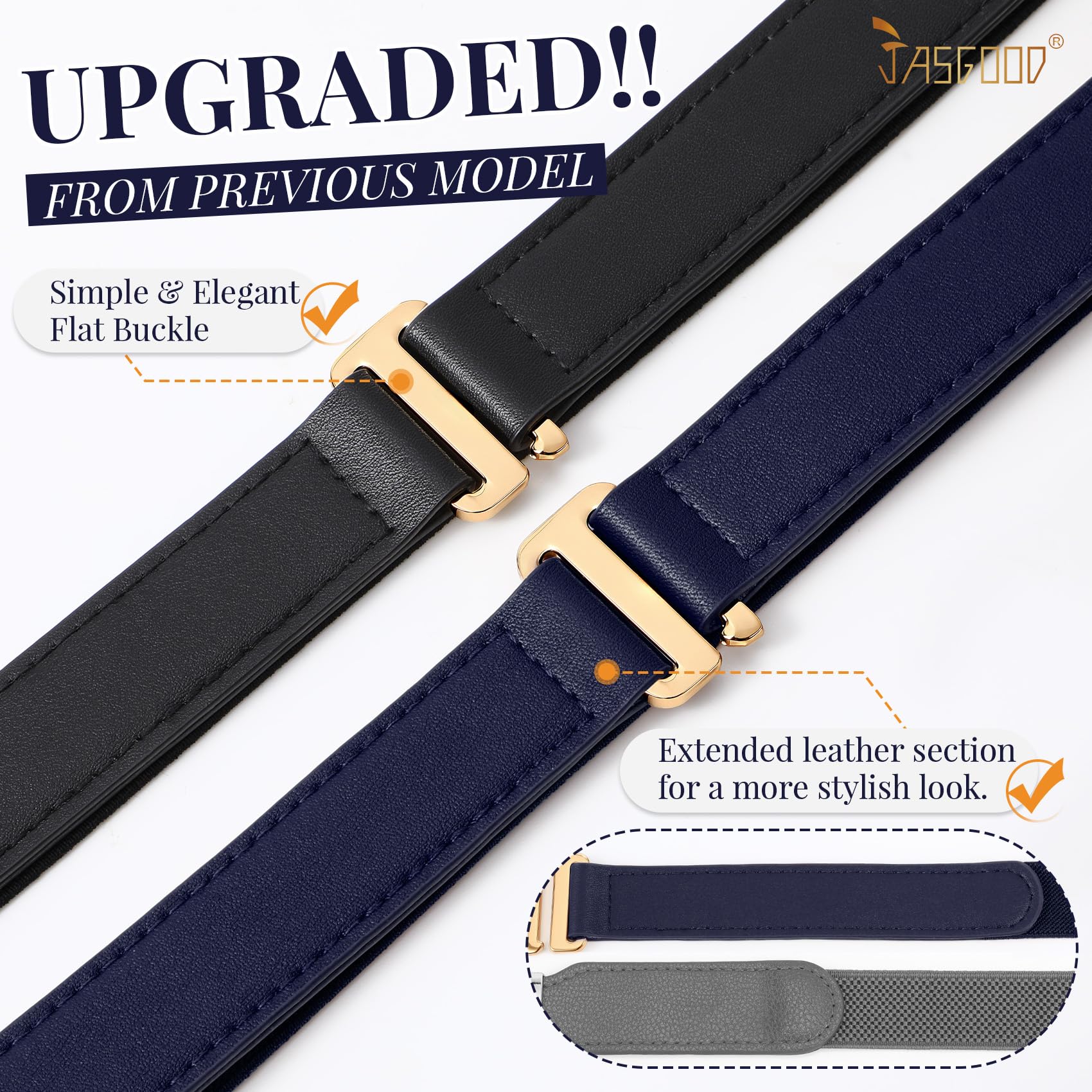 JASGOOD 2 Pcs Crop Top Tuck Waist Band Tool for Tucking Sweaters Tops and Shirts Stretch Belts for Women