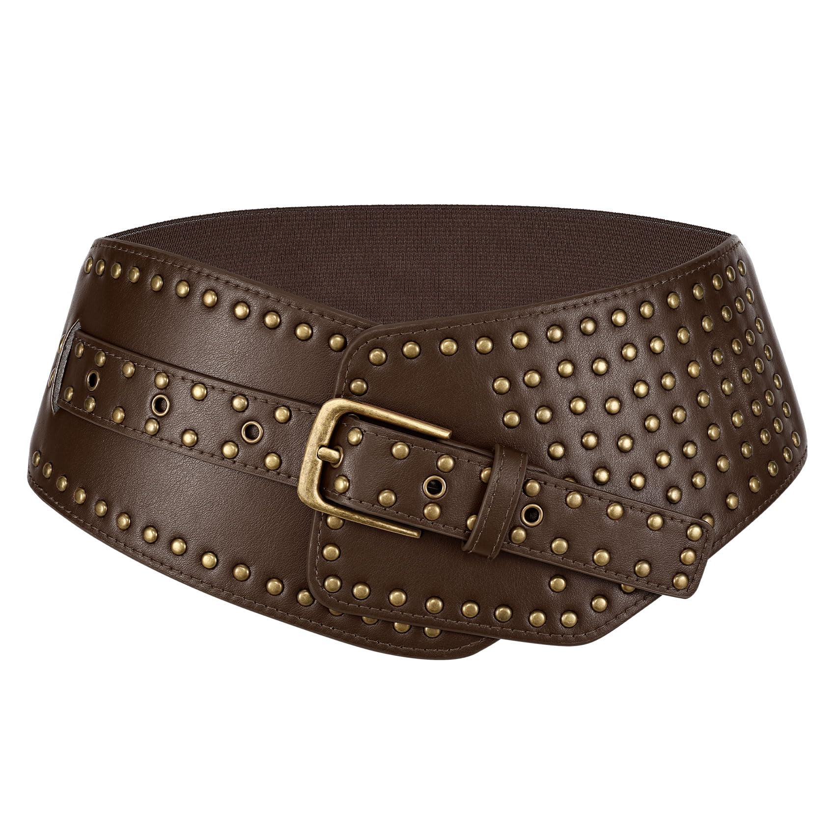 JASGOOD Women Elastic Wide Belt Vintage Studded Stretchy Waist Belts for Dress Pants