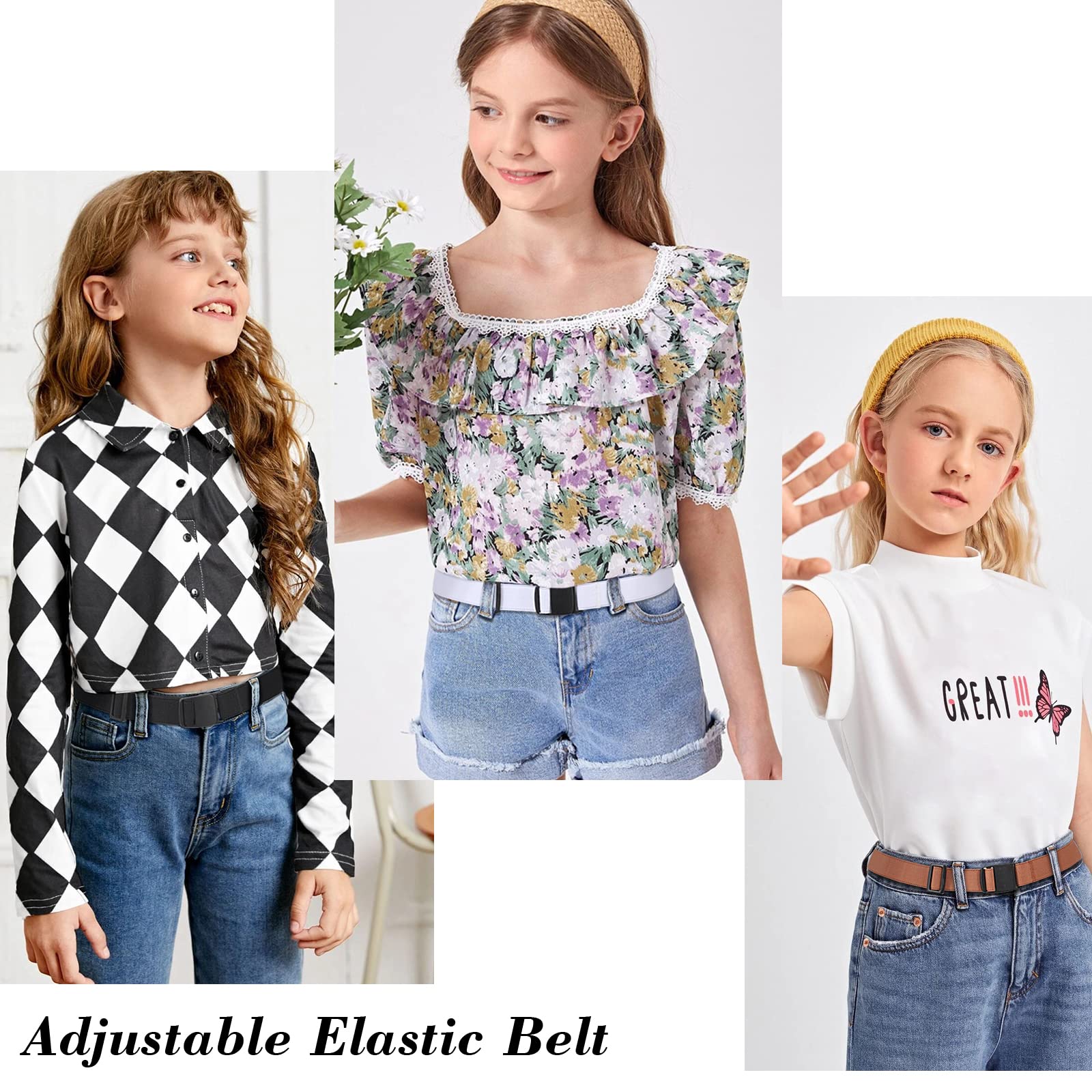 JASGOOD Kids Nickel Free Belts,Adjustable Elastic Belts for Pants Children,Stretch Belts for Boys Girls and Toddlers