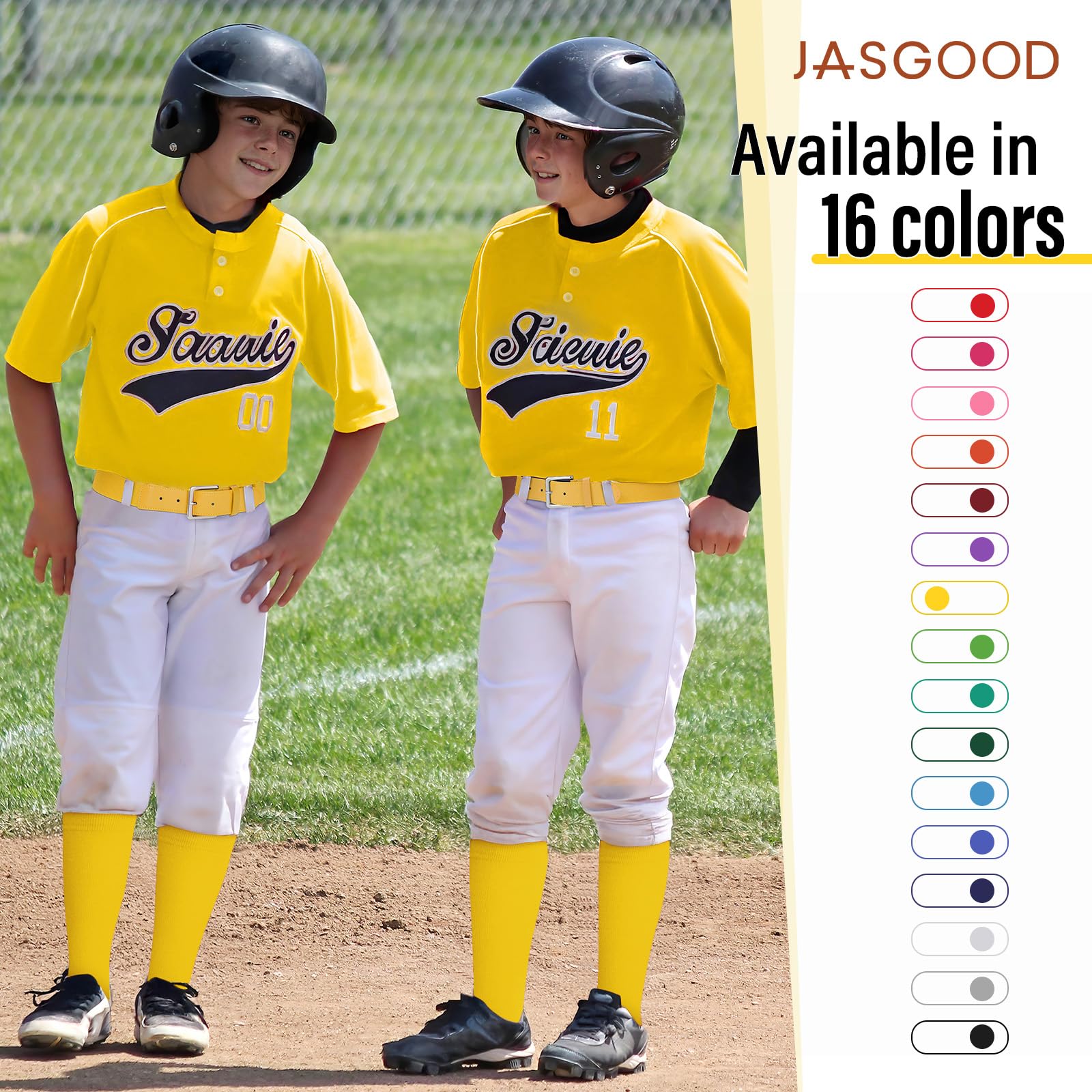JASGOOD Baseball Softball Socks and Belt Combo Set Breathable Soccer Football Socks for Adult and Youth