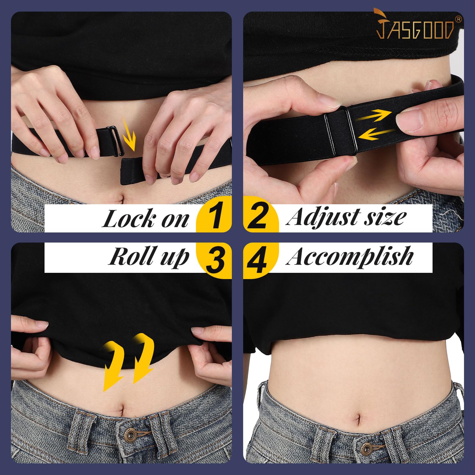 JASGOOD Crop Top Tuck Waist Band Adjustable Band Tucking Sweaters Shirts Elastic Stretch Belts for Women Change Style of Tops - JASGOOD OFFICIAL