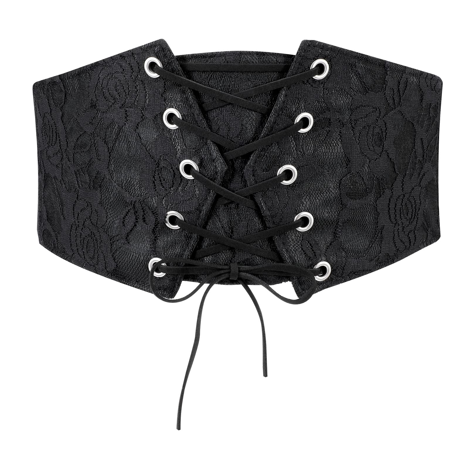 JASGOOD Women Wide Corset Belt Waspie Lace-up Tied Elastic Belt for Women Dress Halloween Belt