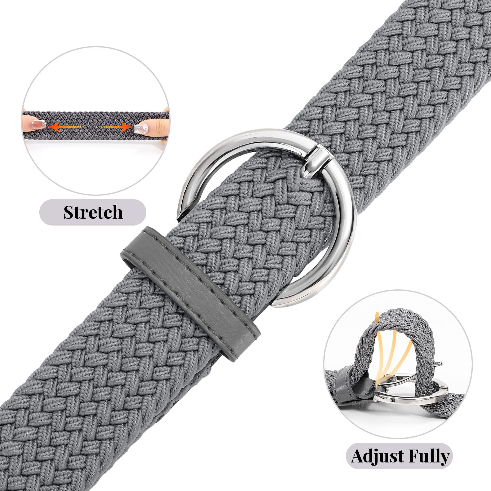 JASGOOD Women Men Braided Woven Elastic Stretch Waist Belt Golf Canvas Fabric Casual Belt for Jeans Pants - JASGOOD OFFICIAL