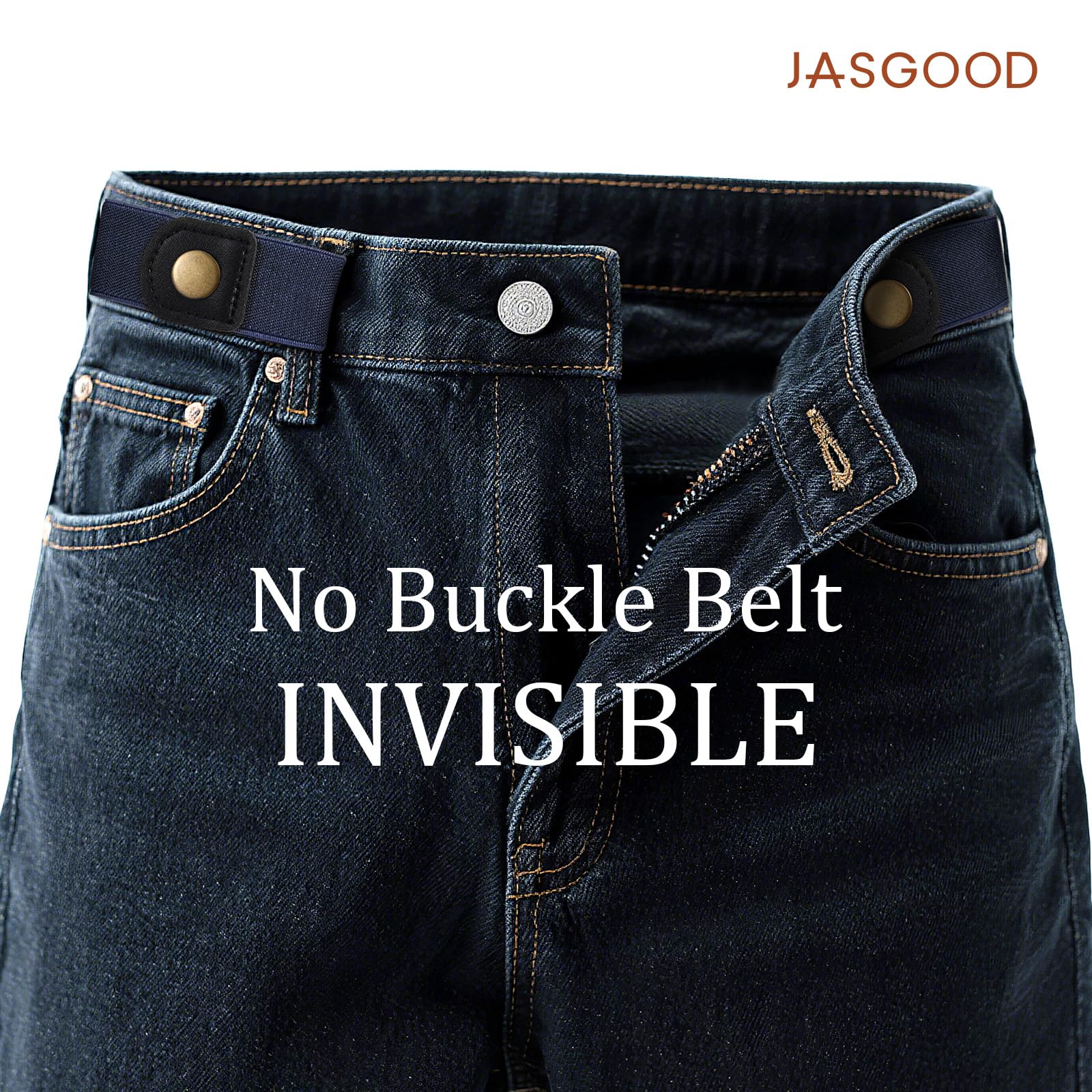 JASGOOD No Buckle Stretch Belt for Women and Men Invisible Elastic Waist Belts for Jeans Pants