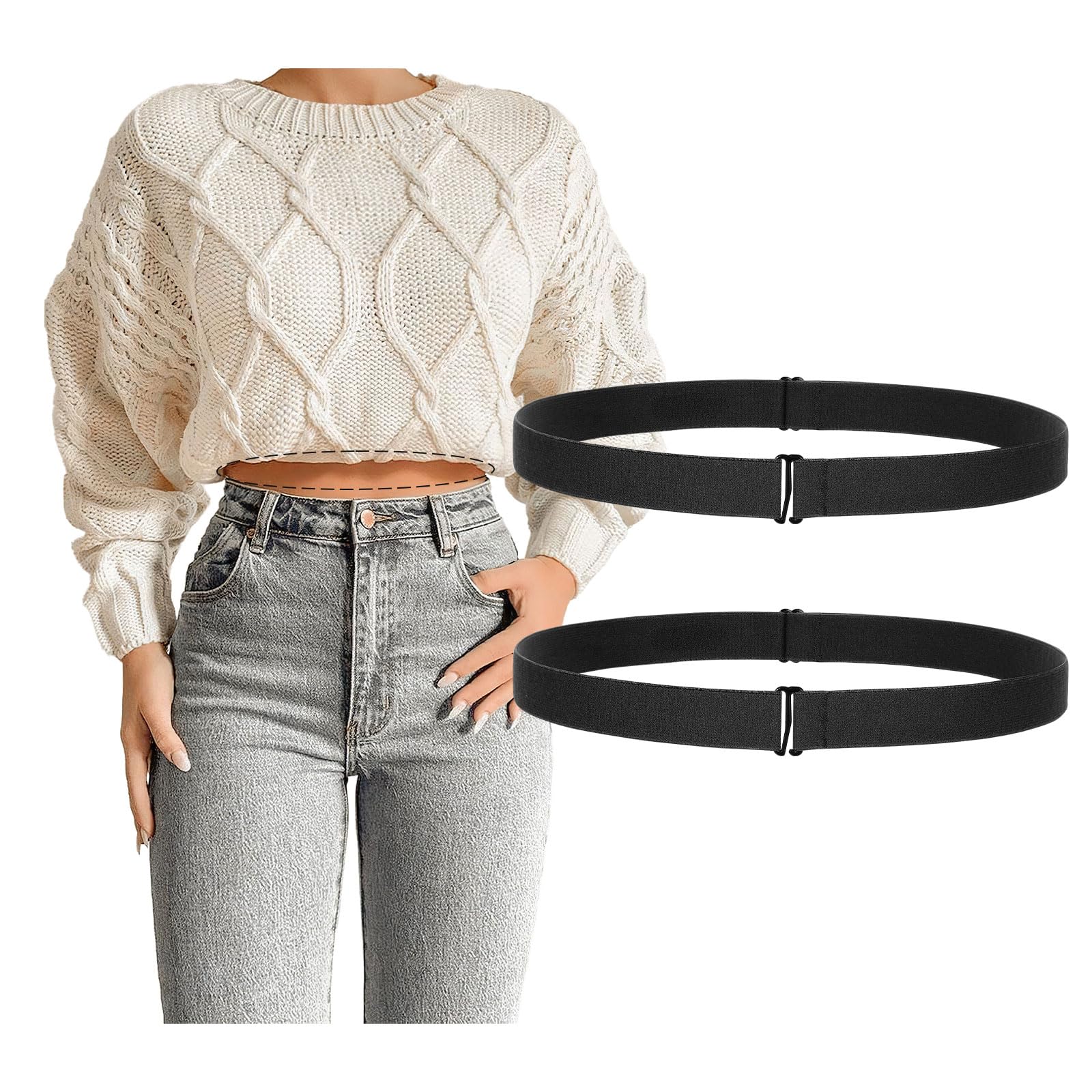JASGOOD Crop Top Tuck Waist Band Adjustable Band Tucking Sweaters Shirts Elastic Stretch Belts for Women Change Style of Tops - JASGOOD OFFICIAL