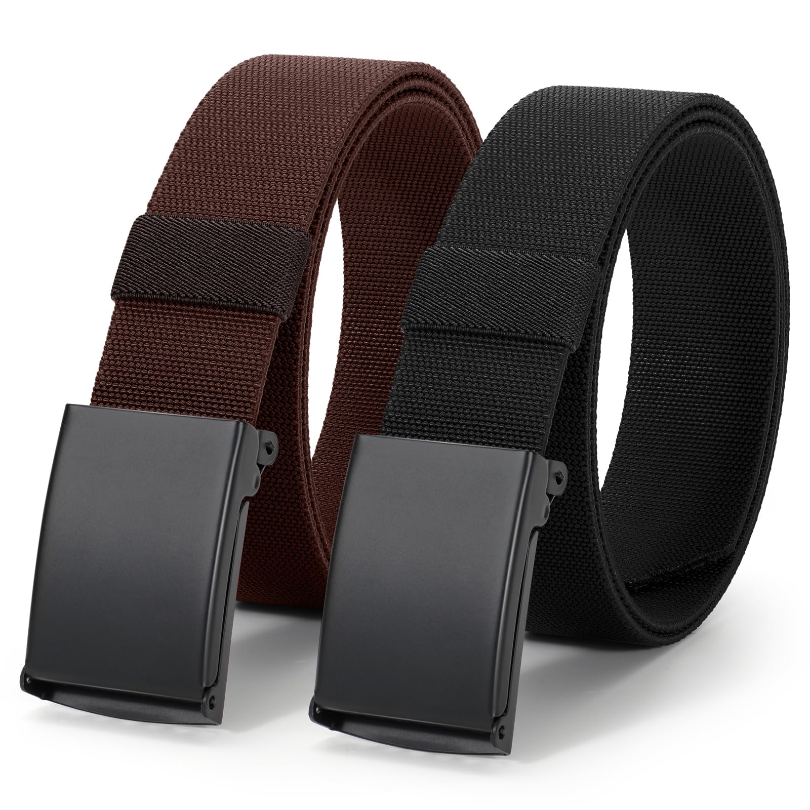 JASGOOD 2 Pack Stretch Web Belt for Men with Metal Buckle Outdoor Work Sports Hunting Hiking
