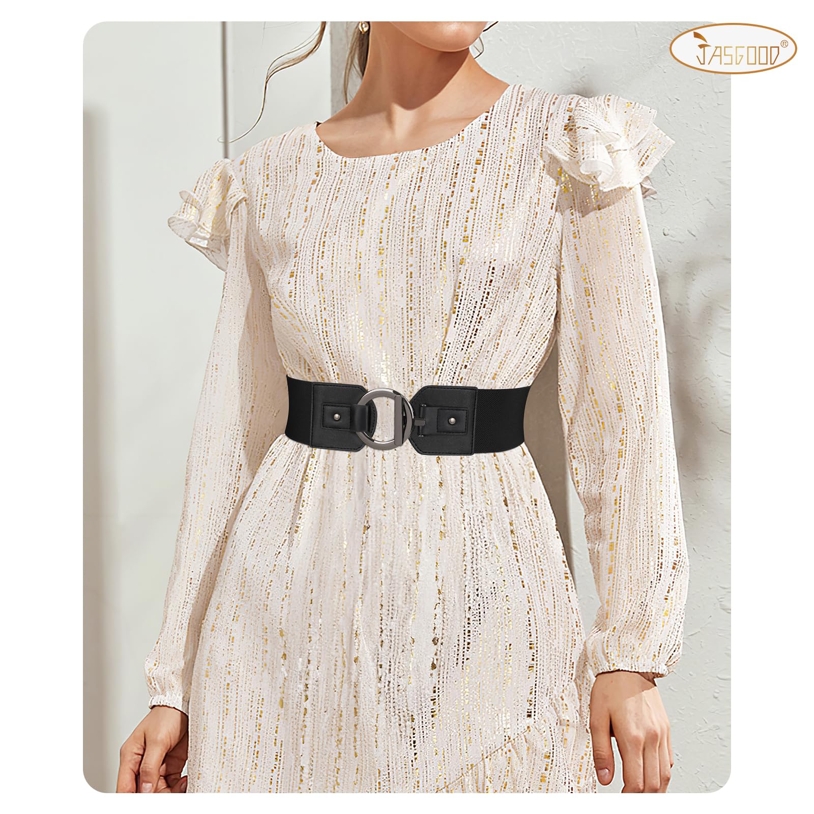 JASGOOD Women Wide Elastic Waist Belt Fashion Stretchy Dress Belt - JASGOOD OFFICIAL