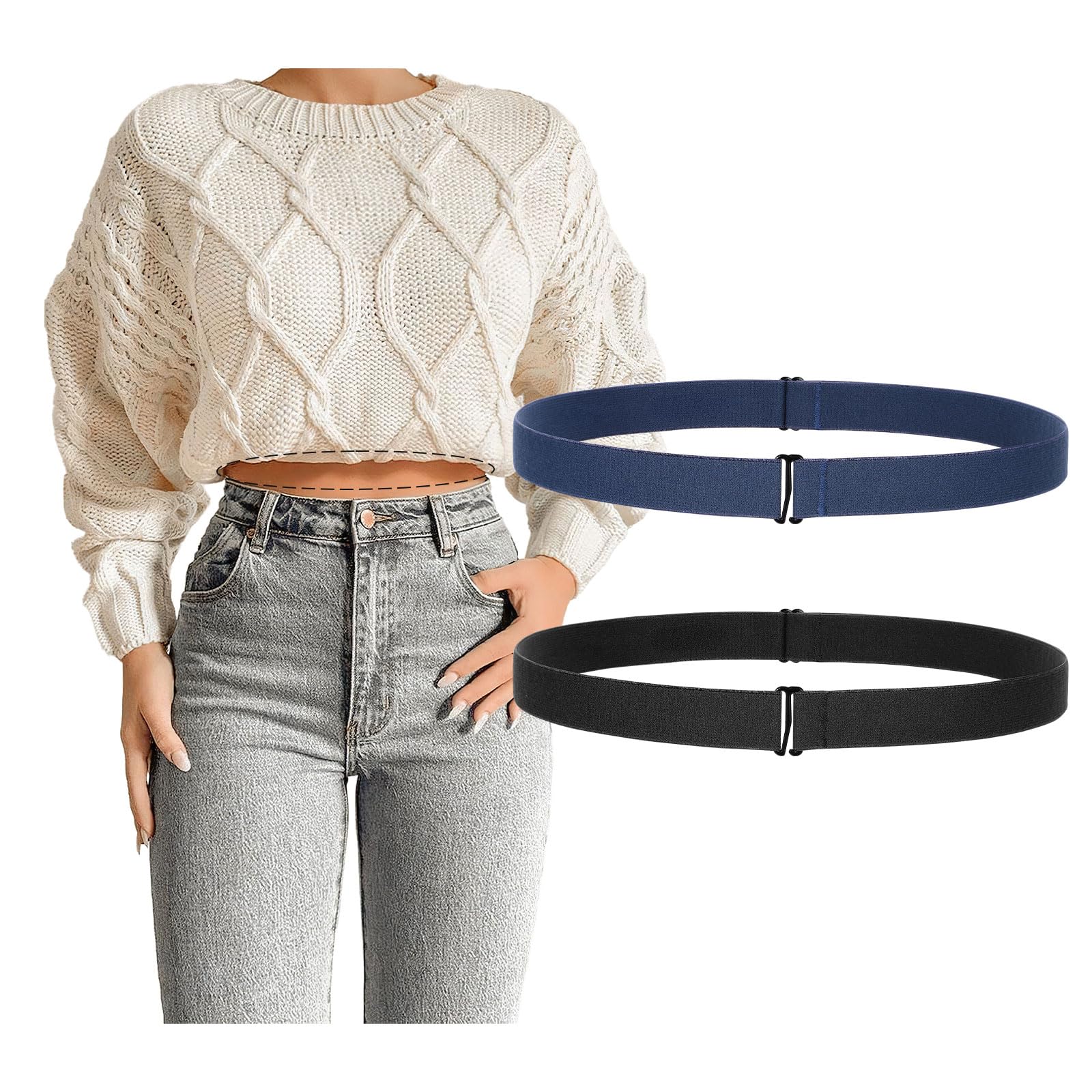 JASGOOD Crop Top Tuck Waist Band Adjustable Band Tucking Sweaters Shirts Elastic Stretch Belts for Women Change Style of Tops - JASGOOD OFFICIAL