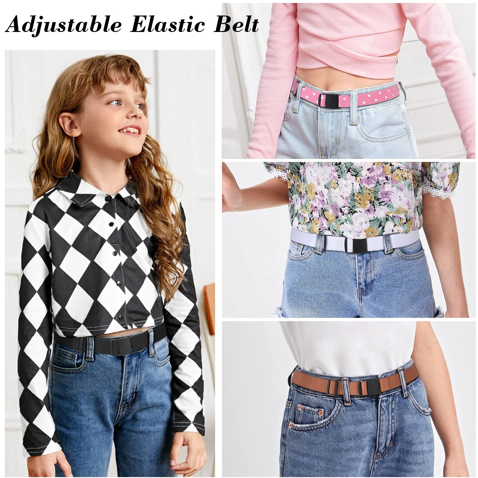 JASGOOD Kids Nickel Free Belts,Adjustable Elastic Belts for Pants Children,Stretch Belts for Boys Girls and Toddlers