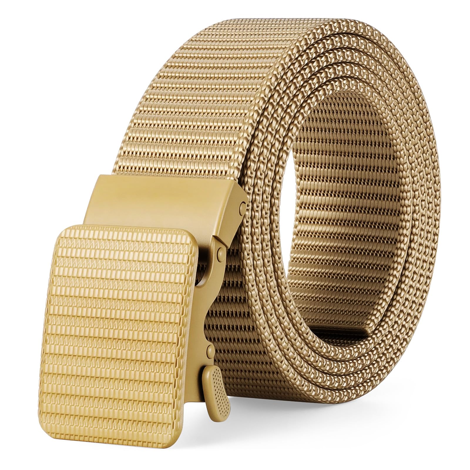 JASGOOD Men’s Ratchet Belt,Heavy-Duty Nylon Web Work Belt with Automatic No-Hole Buckle for Jeans,Golf