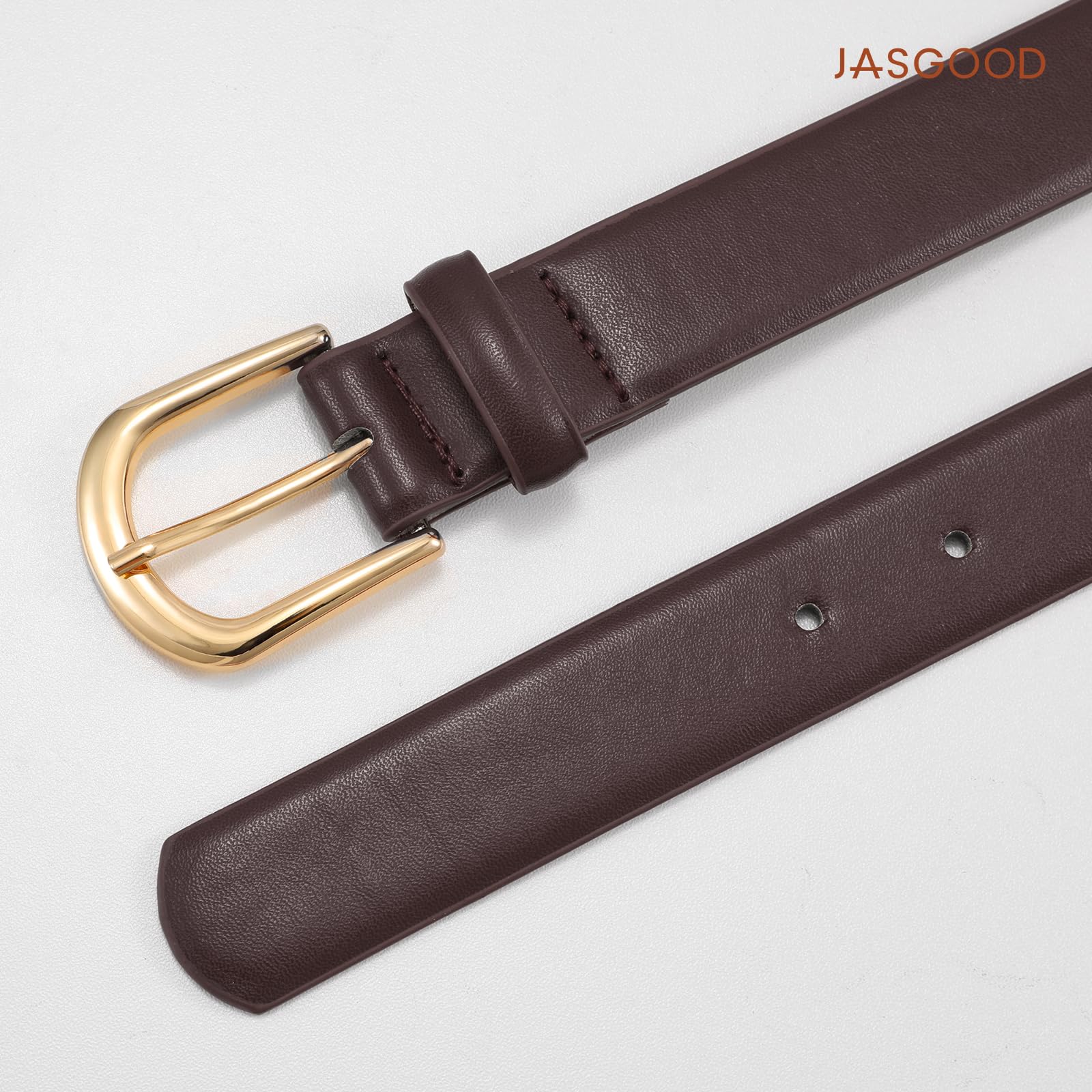 JASGOOD Leather Belt Women Belts for Jean Pants with Gold Buckle Fashion Ladies Waist Belt - JASGOOD OFFICIAL
