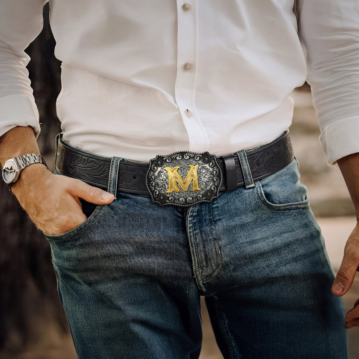 Western Plaque Leather Belt Set For Cowboy Cowgirl - JASGOOD OFFICIAL