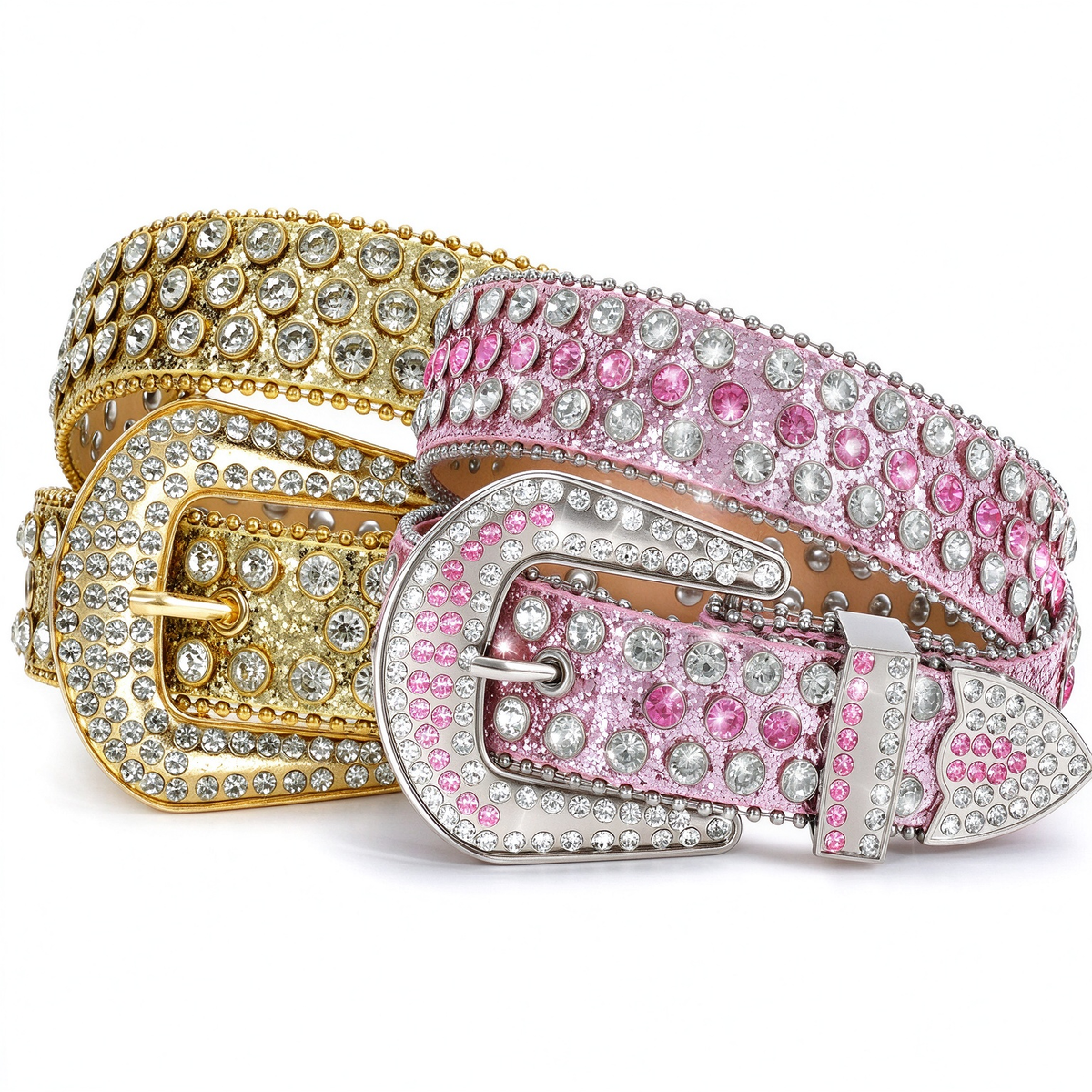 Studded Rhinestone Leather Belt - JASGOOD OFFICIAL