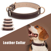 Super Soft Brown Leather Dog Collar With Strong Metal Buckle
