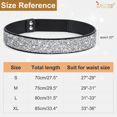 JASGOOD Women's Stretchy Dress Belts Sparkle Rhinestone Belt Elastic Waist Prom Party Belt