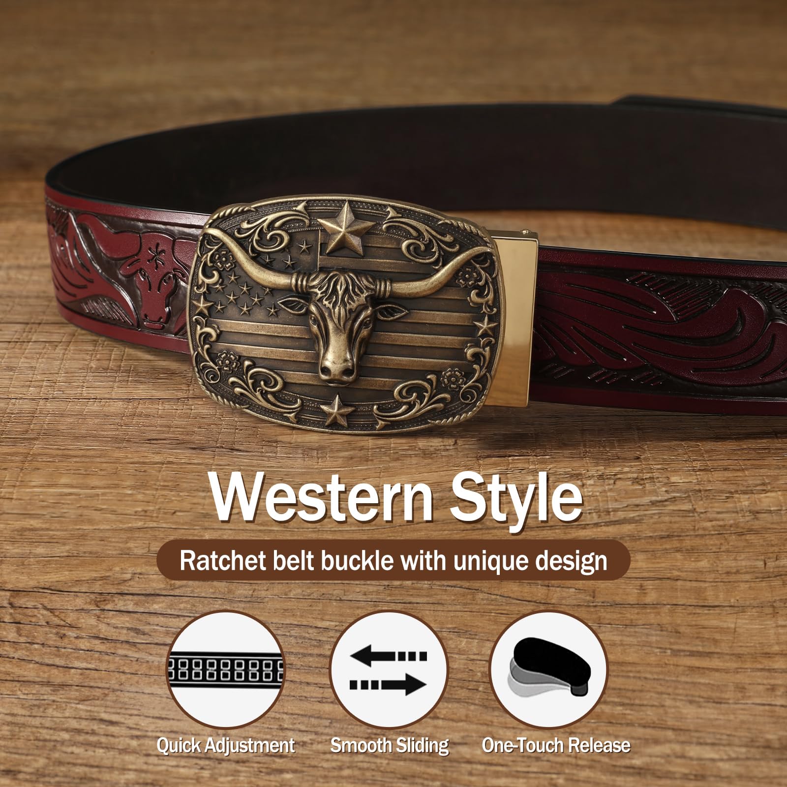 Western Buckle Fits 1.5" Slide Belt Strap