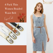 Women 4packs Skinny Woven Waist Belts For Jeans Pants Dress