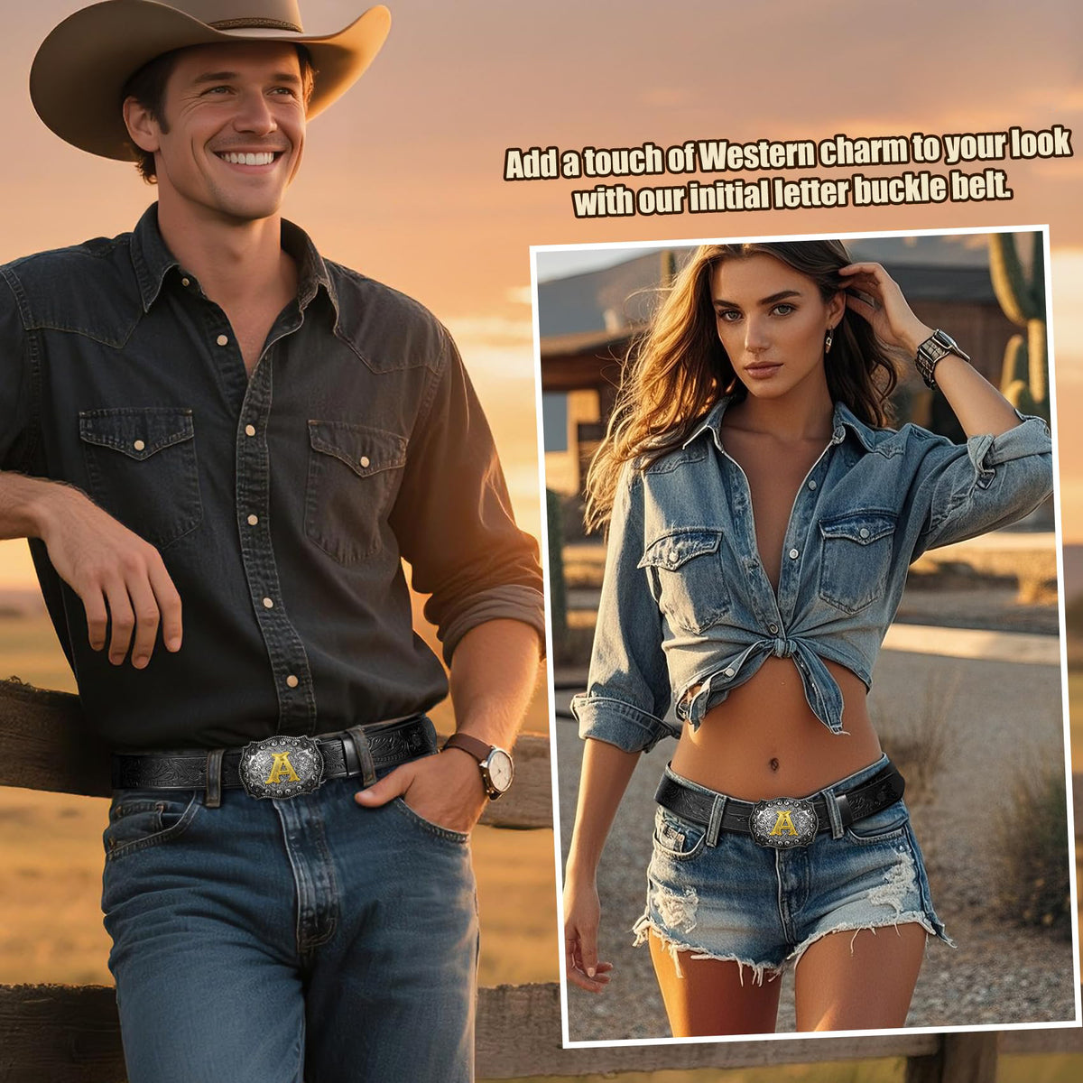 Western Belt Set For Cowboy Cowgirl